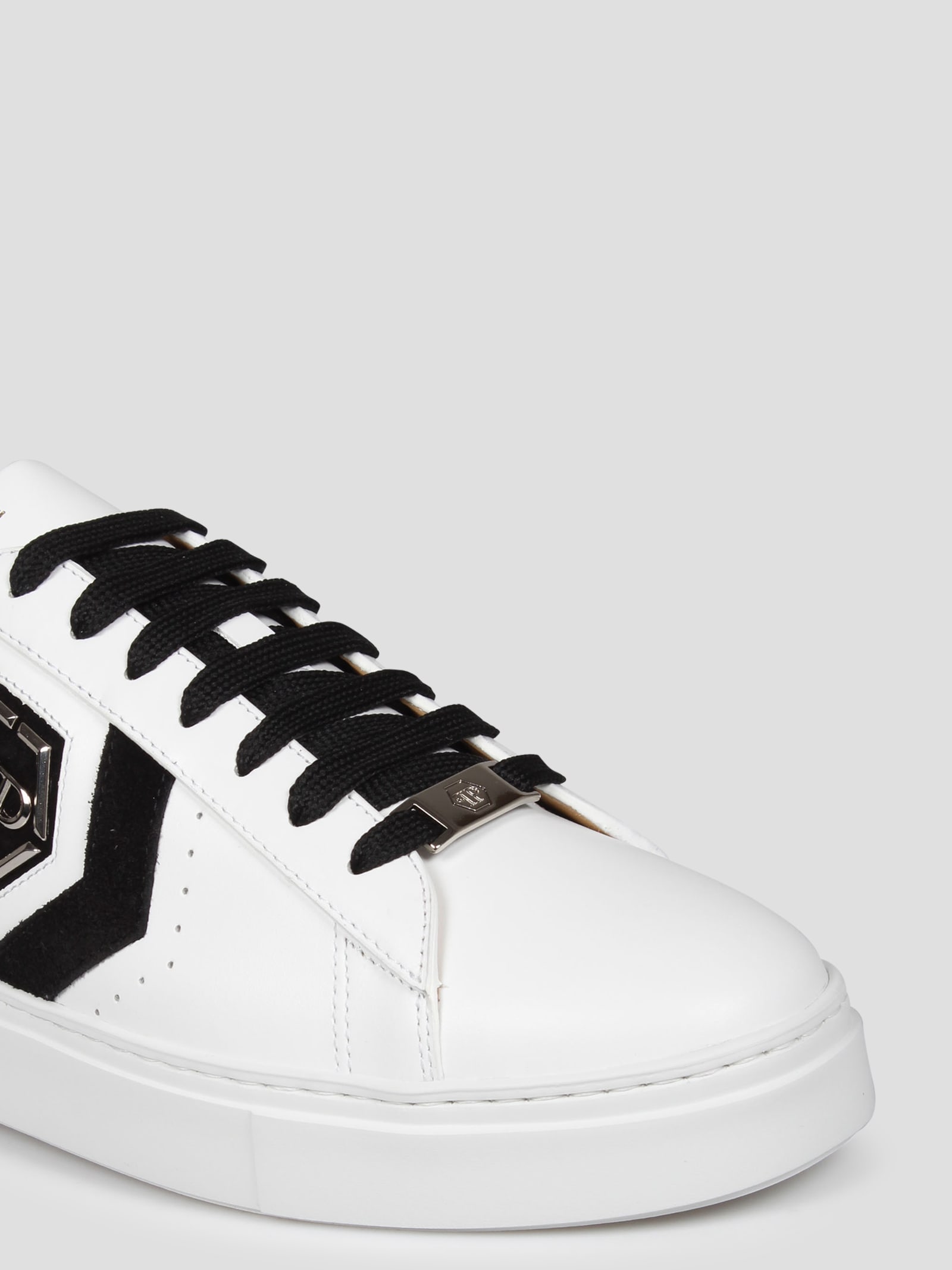 Shop Philipp Plein Lo-top Leather Arrow Force Sneakers In White