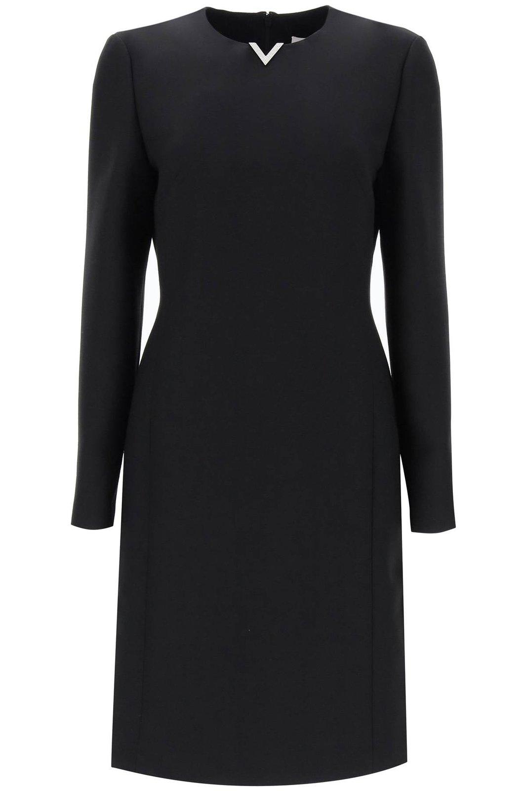 VALENTINO LOGO PLAQUE LONG-SLEEVED DRESS