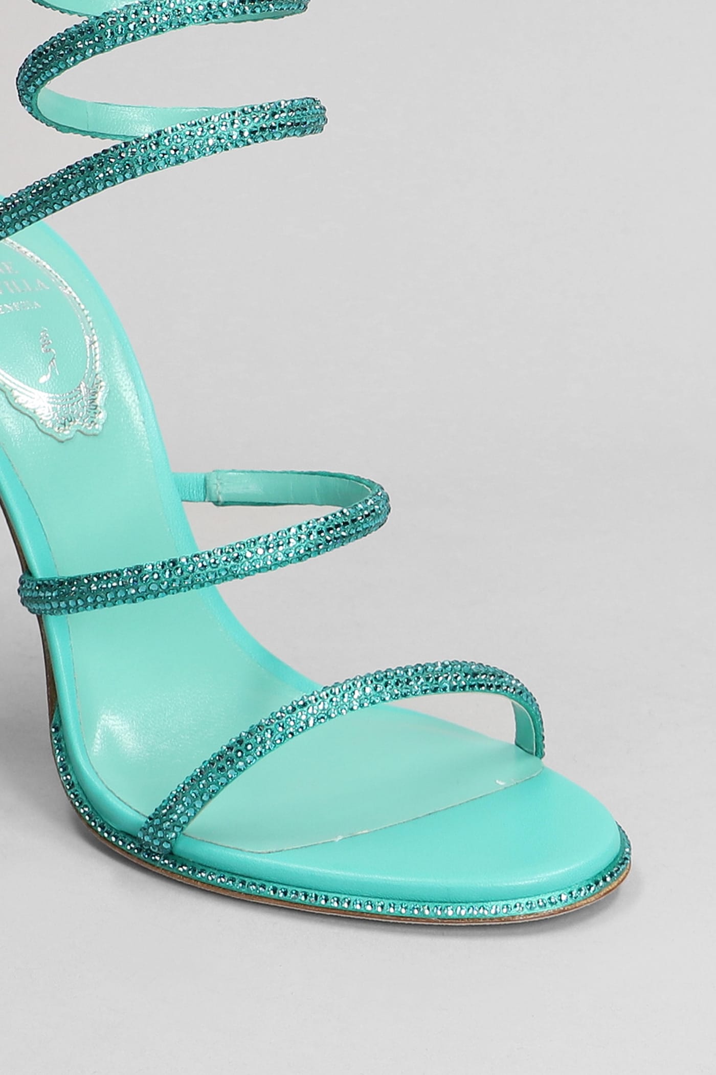 Shop René Caovilla Cleo Sandals In Green Leather