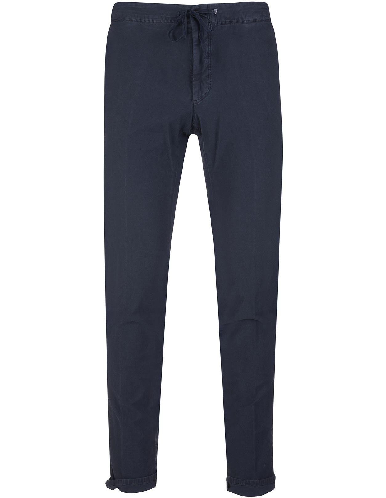 Incotex Man Slim Fit Trousers In Navy Blue Stretch Cotton With Drawstring