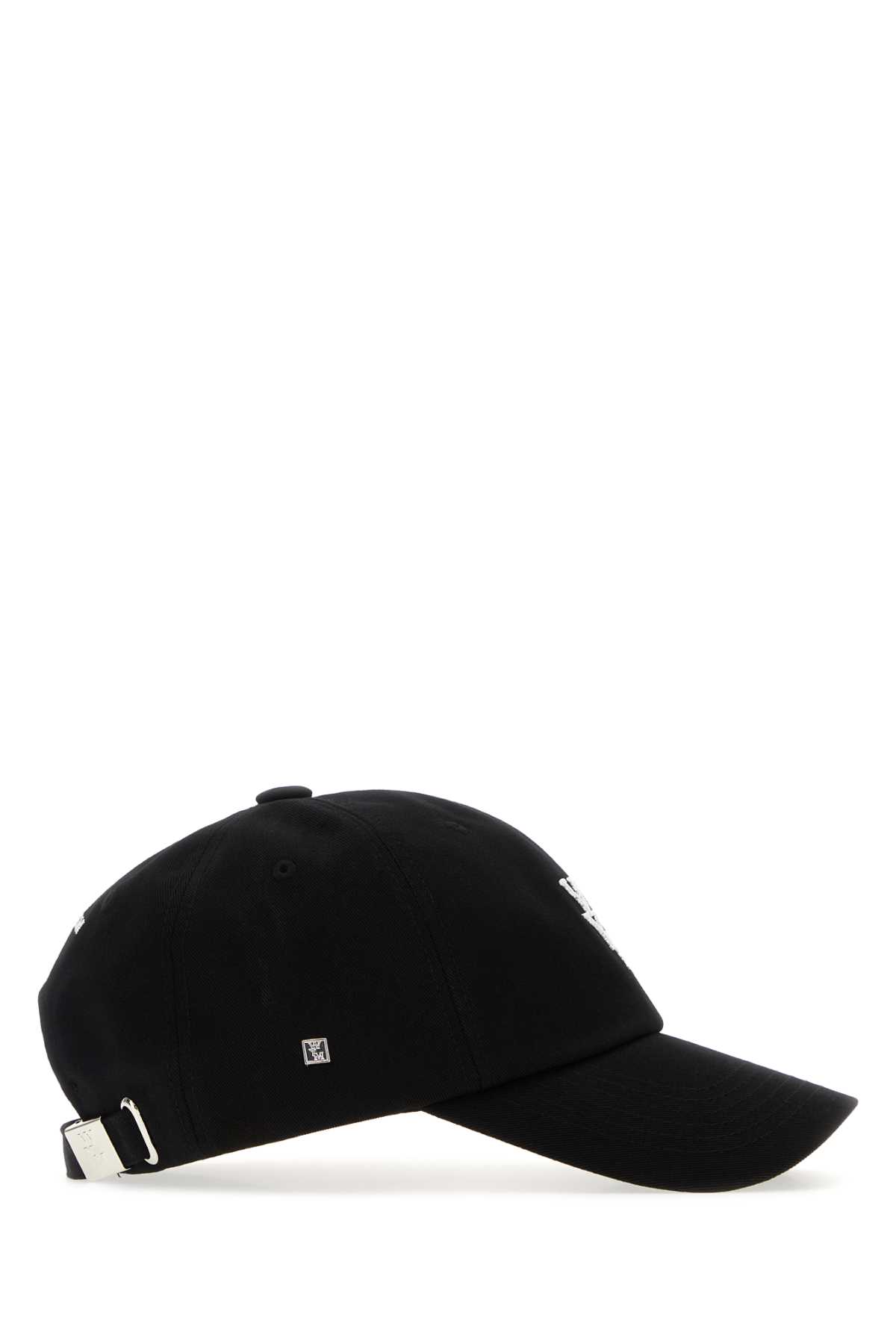 Wooyoungmi Black Baseball Cap With Logo Print On The Front And Logo Lettering On The Rear In Black