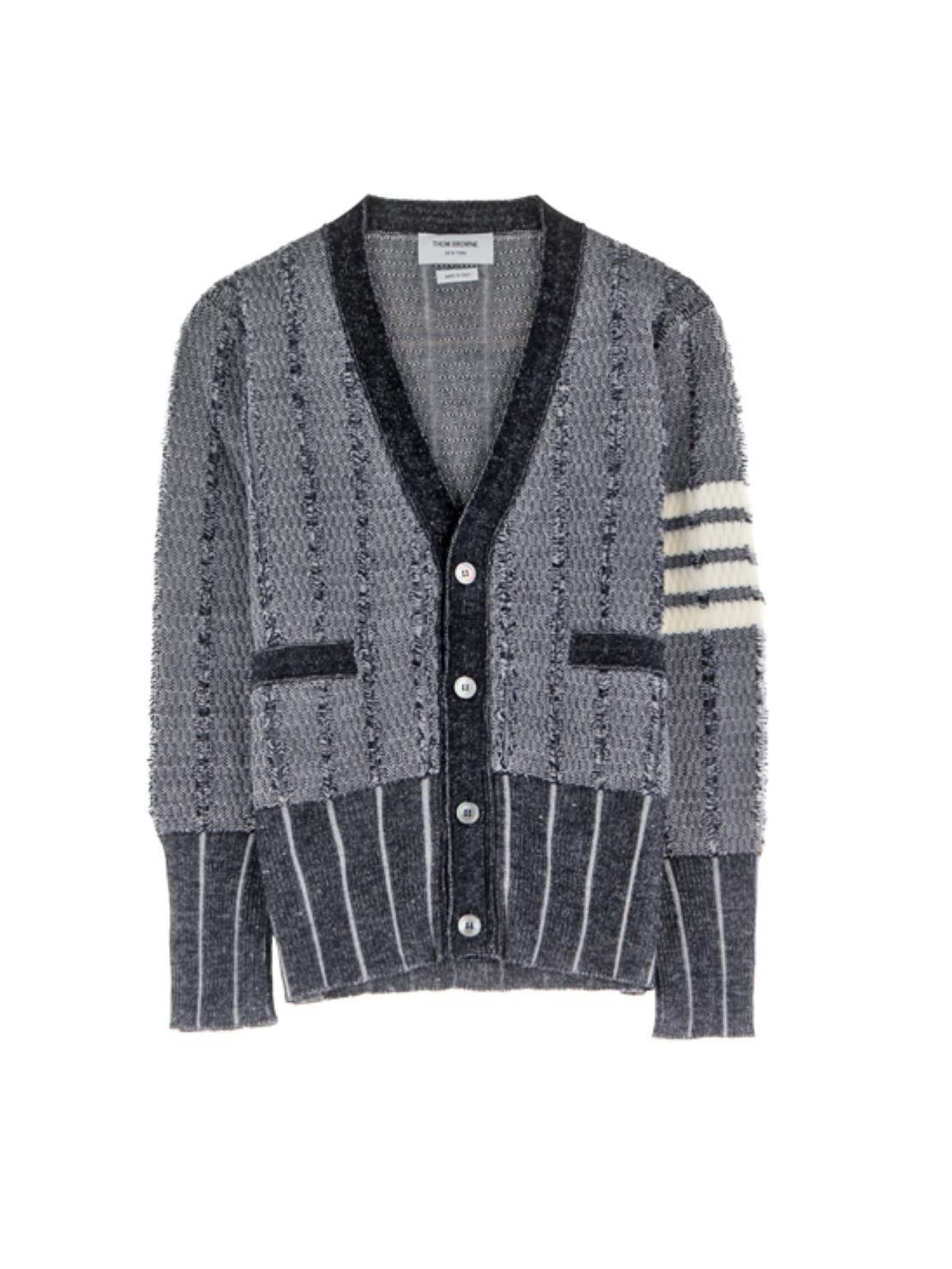 4-bar Stripe-detailed Cardigan