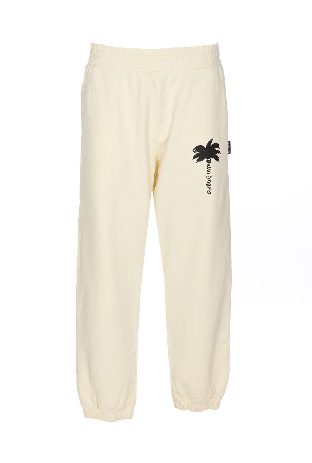 PALM ANGELS LOGO PRINTED ELASTIC WAIST PANTS