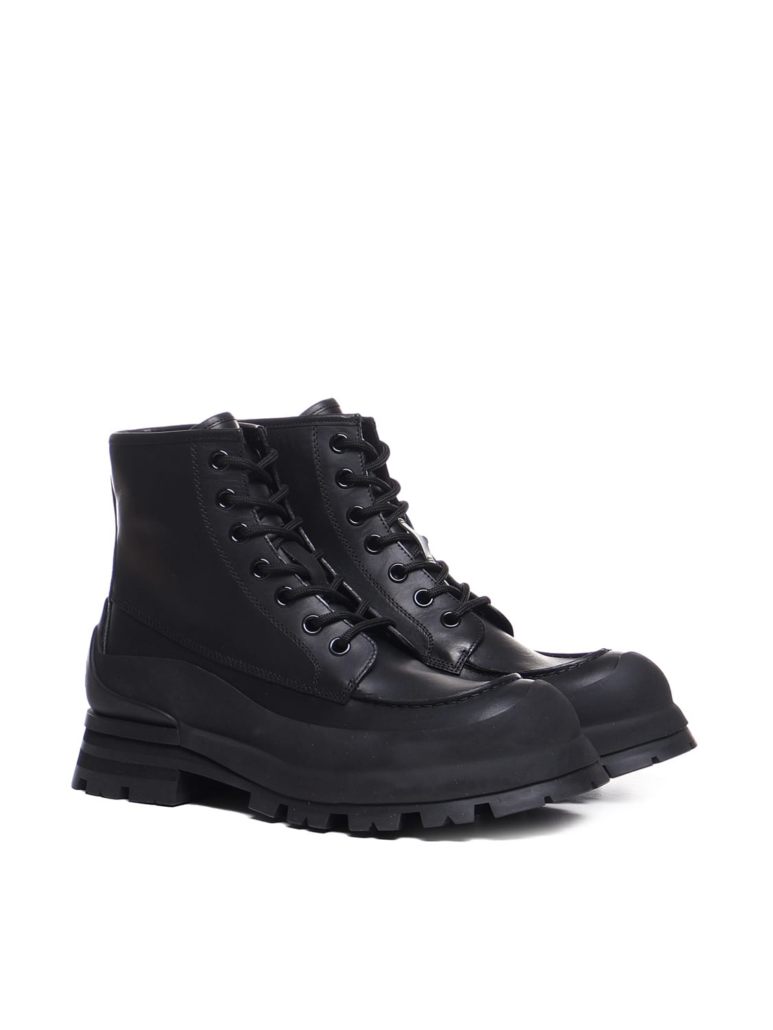 Shop Alexander Mcqueen Wander Ankle Boots With Laces In Black