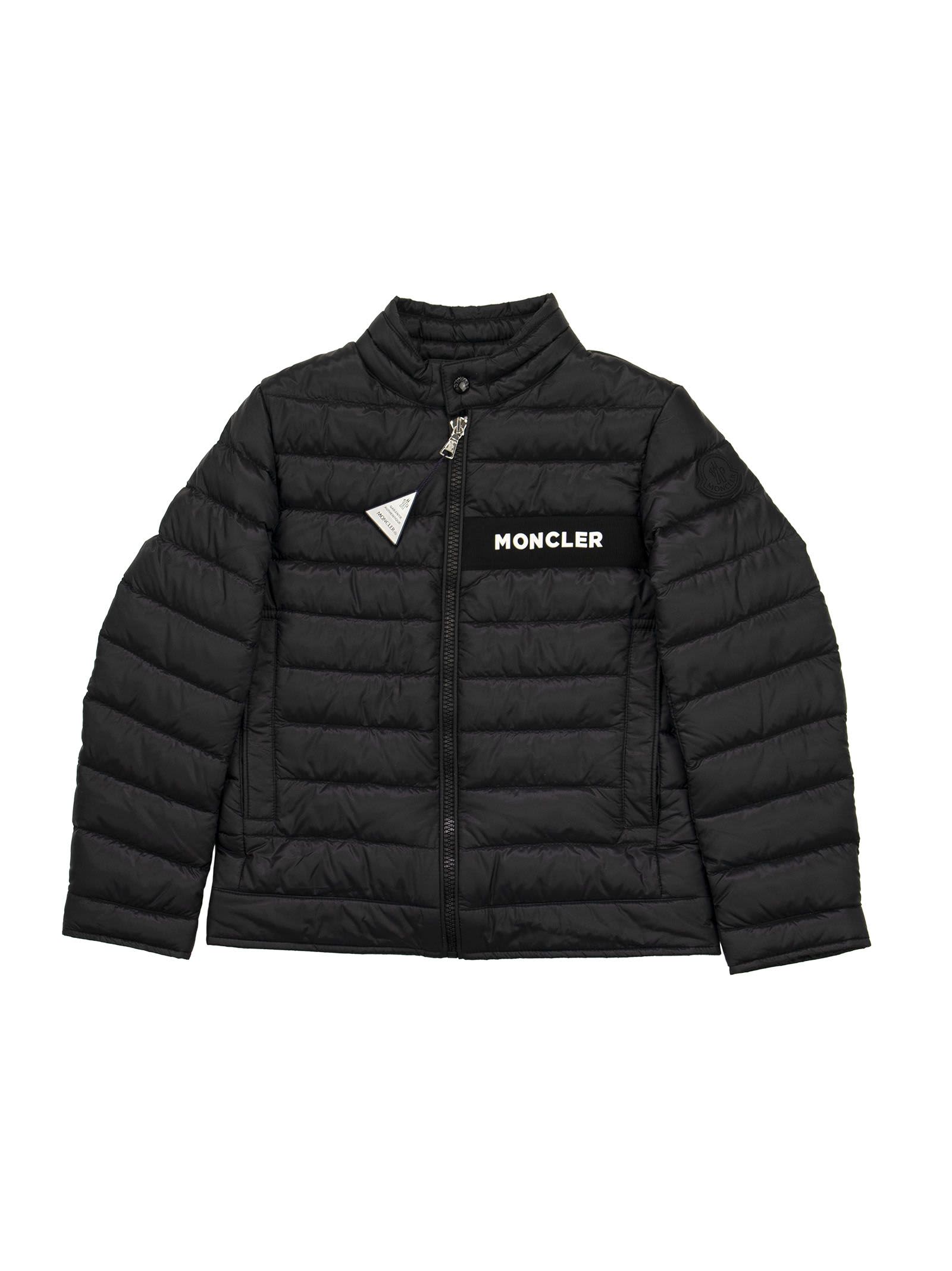 Moncler Kids' Nasses - Down Jacket With Logo In Nero.