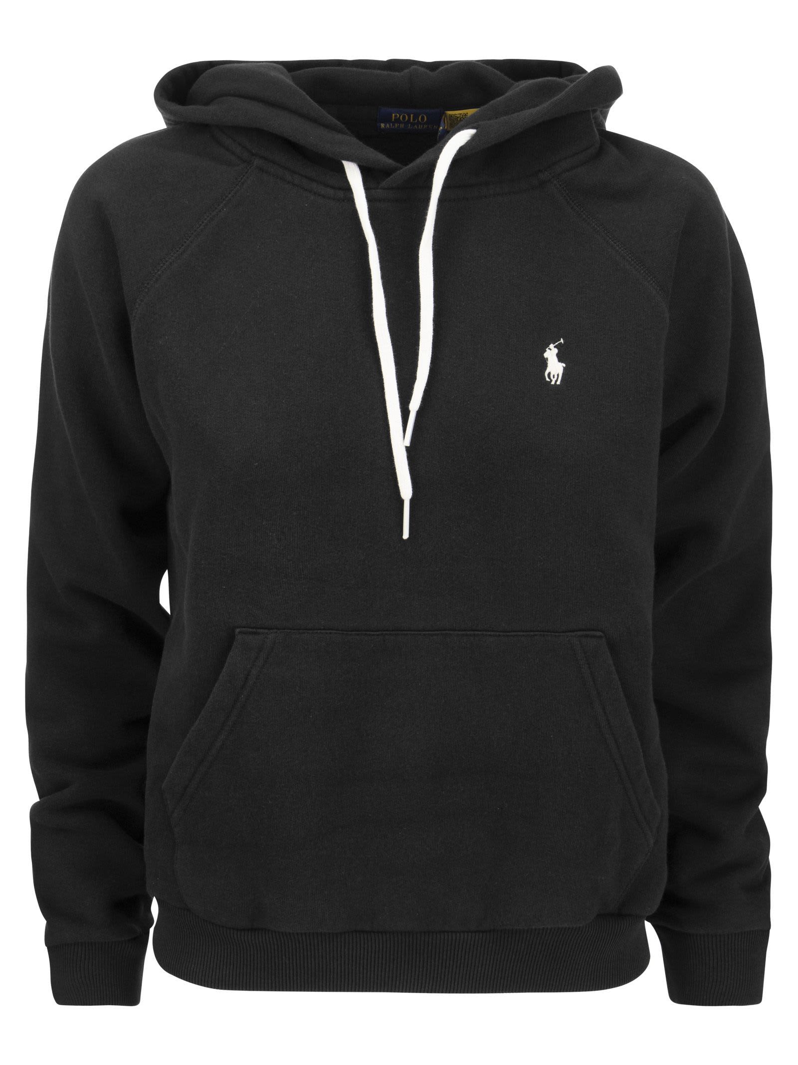 Shop Polo Ralph Lauren Hooded Sweatshirt  In Black