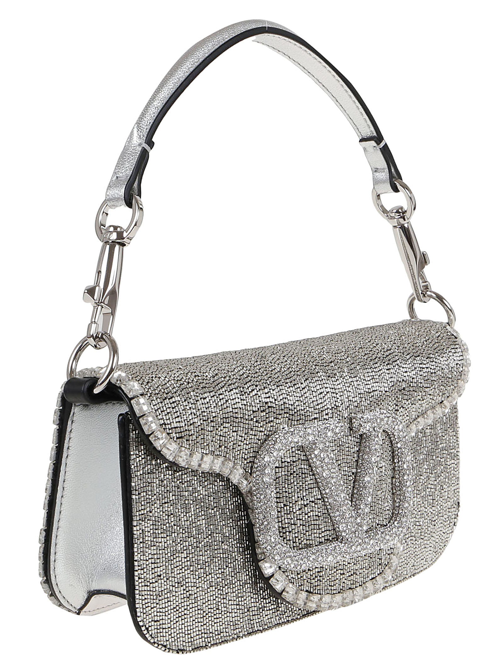 Valentino Garavani: Silver Small Locò Bag