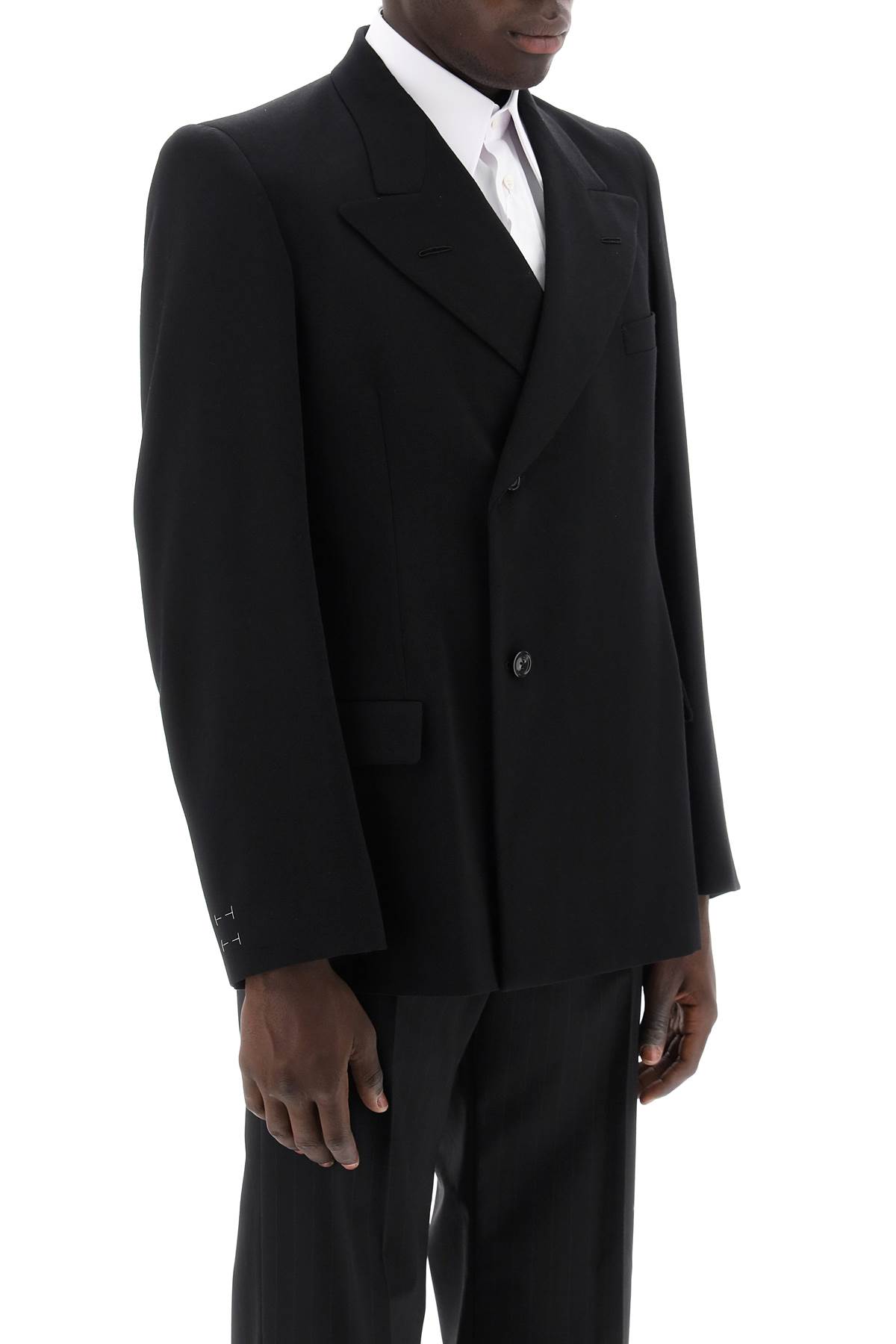 Shop Maison Margiela Double-breasted Wool Jacket In Black (black)