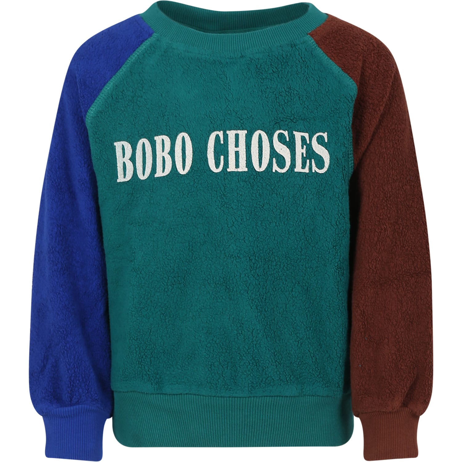 BOBO CHOSES GREEN SWEATSHIRT FOR KIDS WITH LOGO