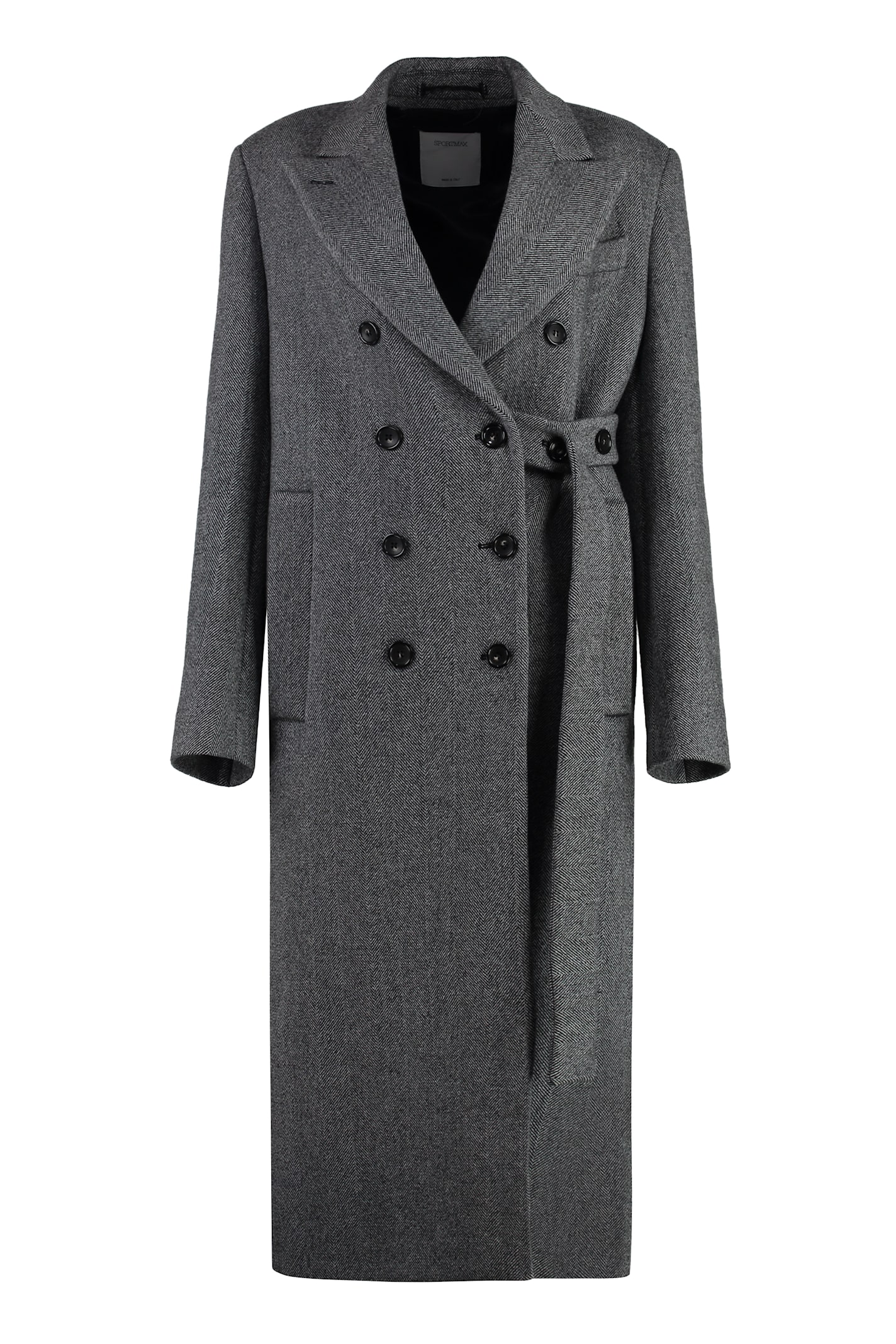 Shop Sportmax Billy Double-breasted Wool Coat In Grey