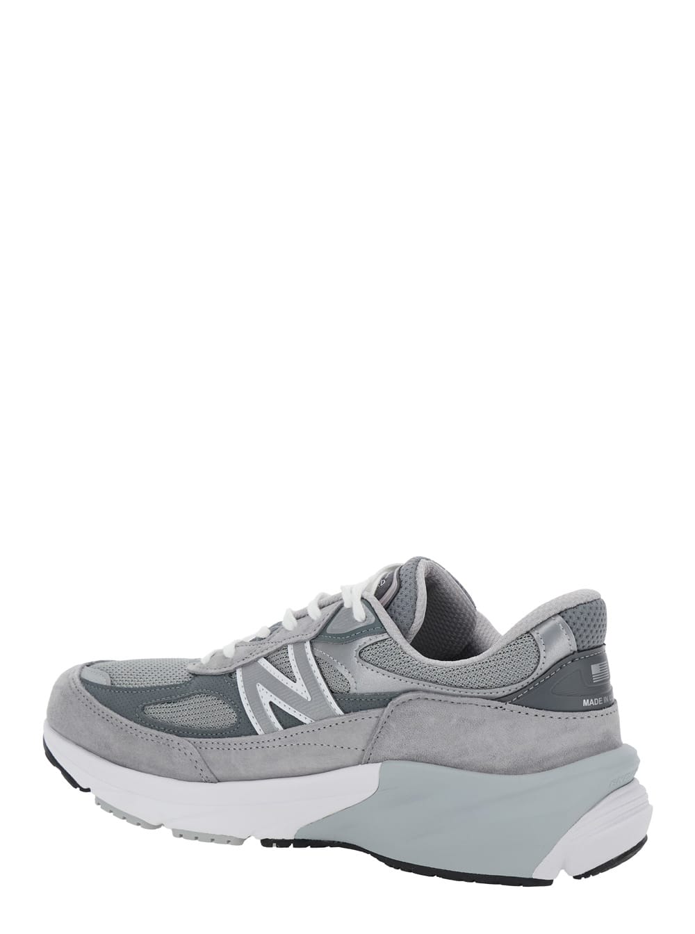 Shop New Balance Grey Low Top Sneakers With Logo Detail In Suede And Tech Fabric Man