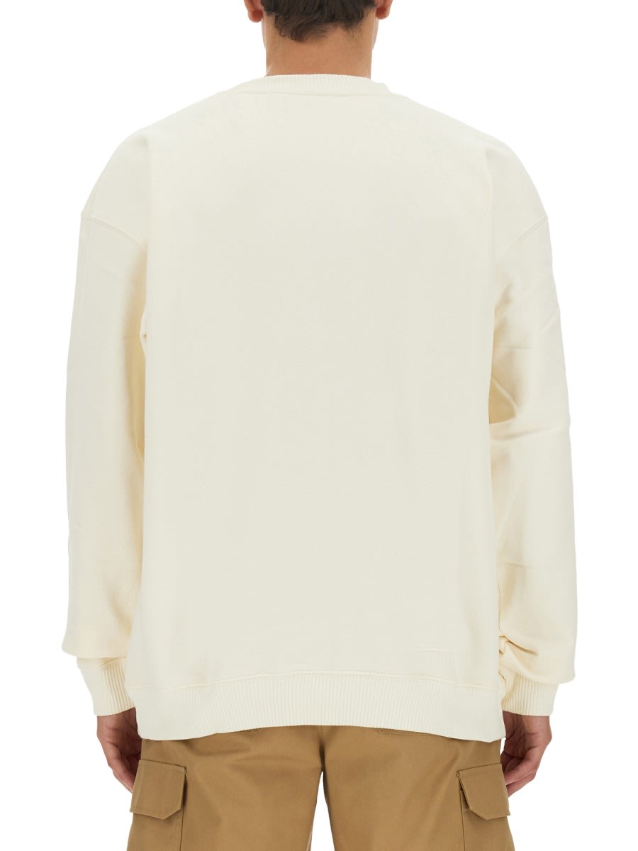 Msgm Logo Crew Neck Sweatshirt In Beige