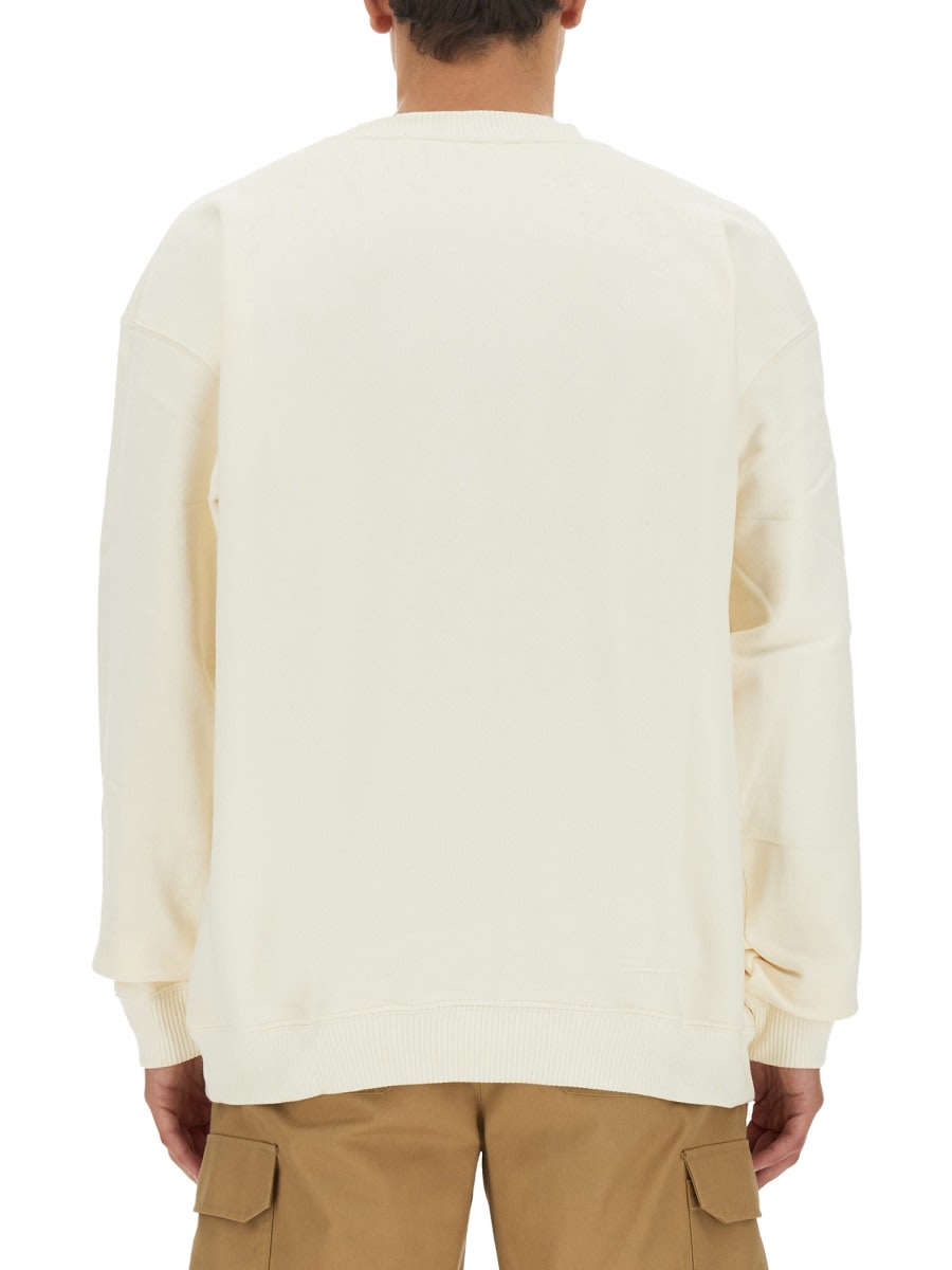 Shop Msgm Sweatshirt With Logo In Beige