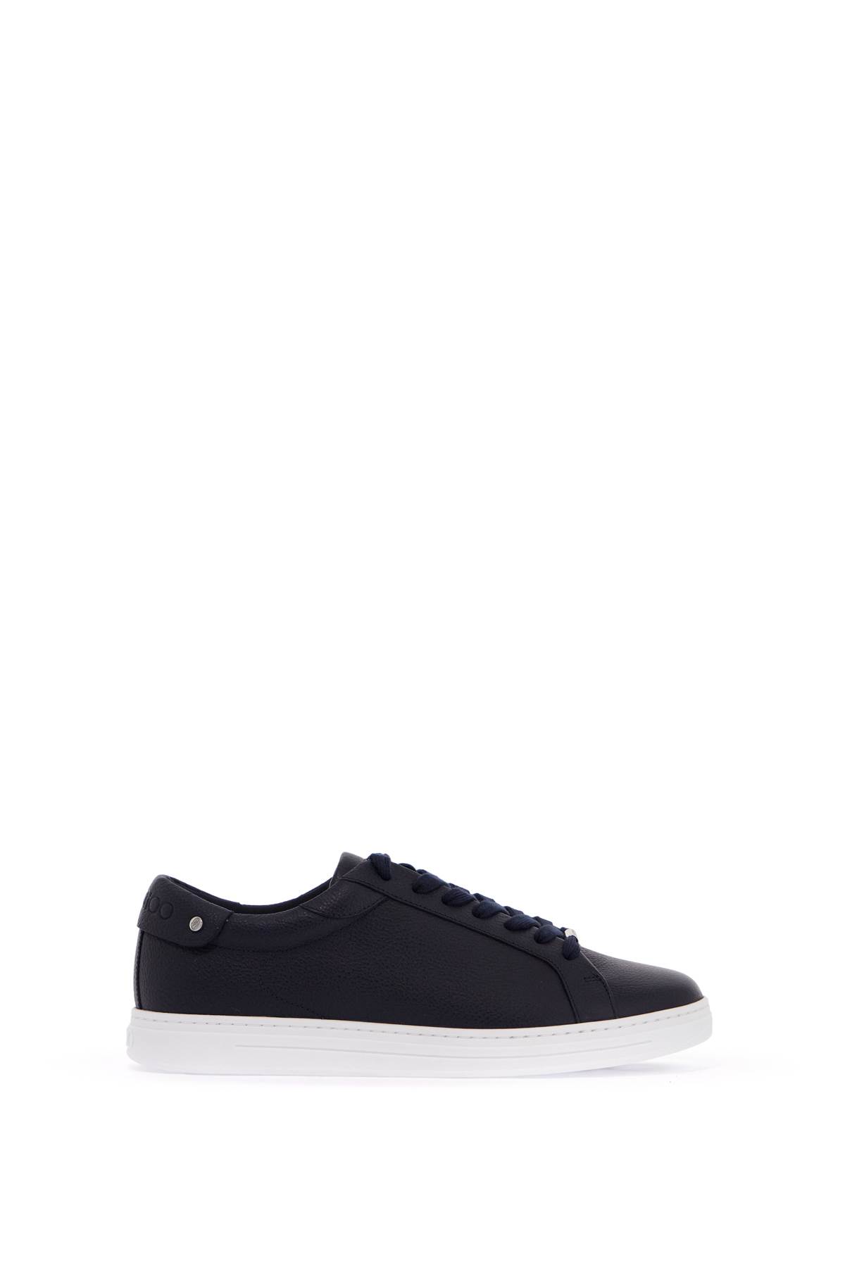 Shop Jimmy Choo Hammered Leather Rome Sneakers In V Navy (blue)