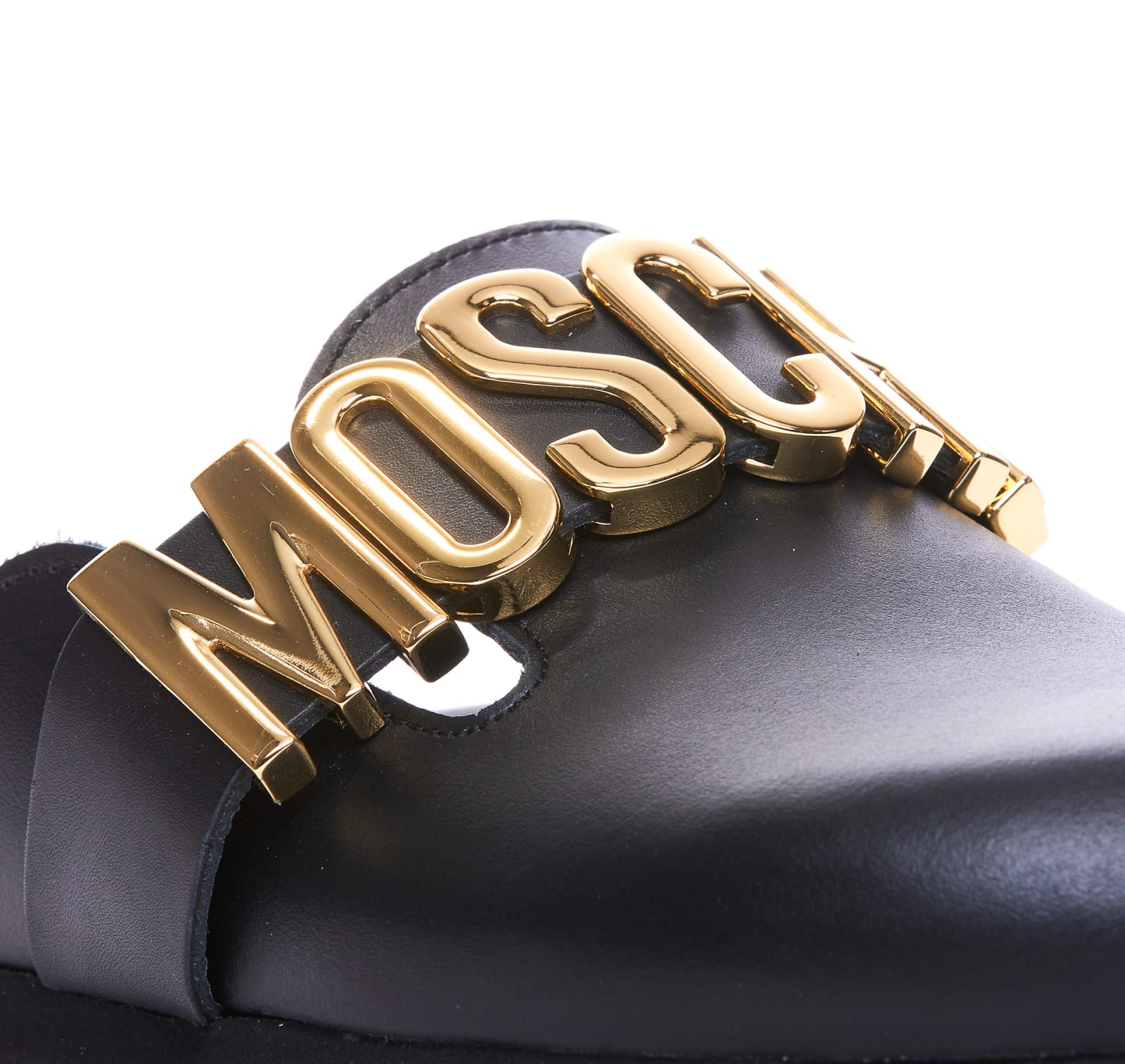 Shop Moschino Lettering Logo Sabot In Black