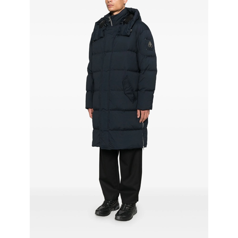 Moose Knuckles Hooded Padded Jacket In Blue