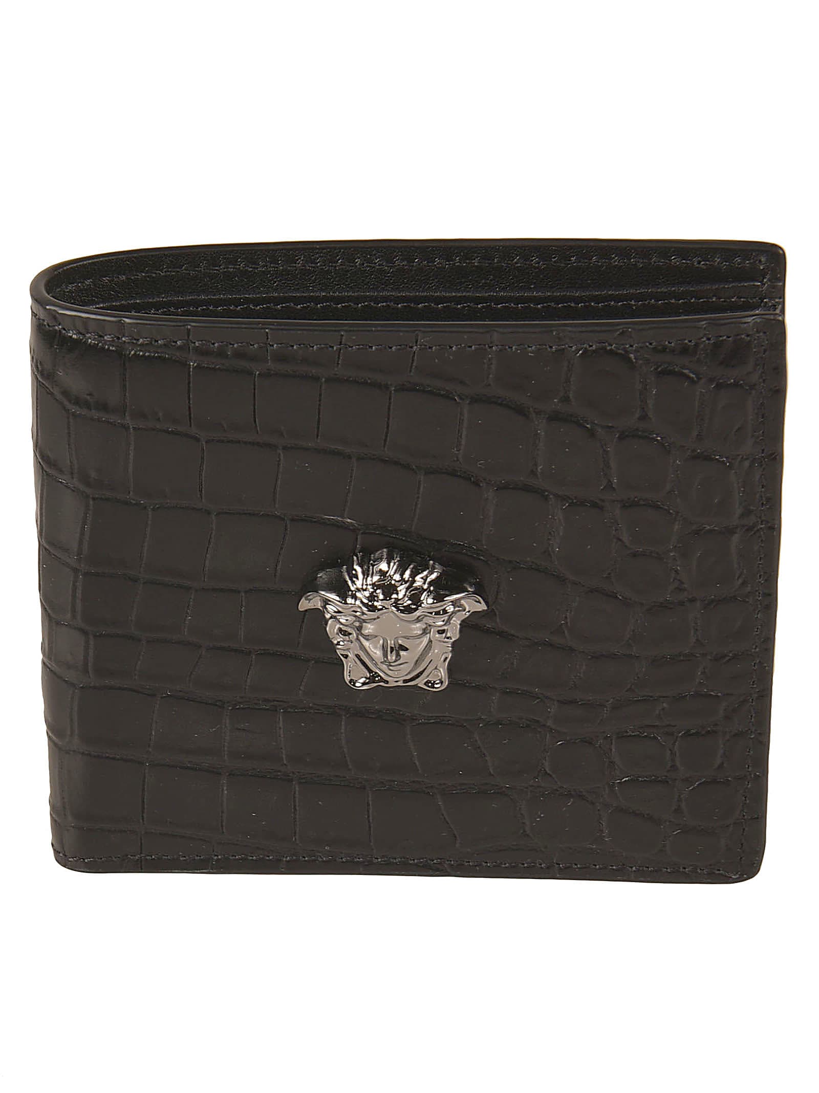 Versace Croco Embossed Medusa Head Billfold Wallet