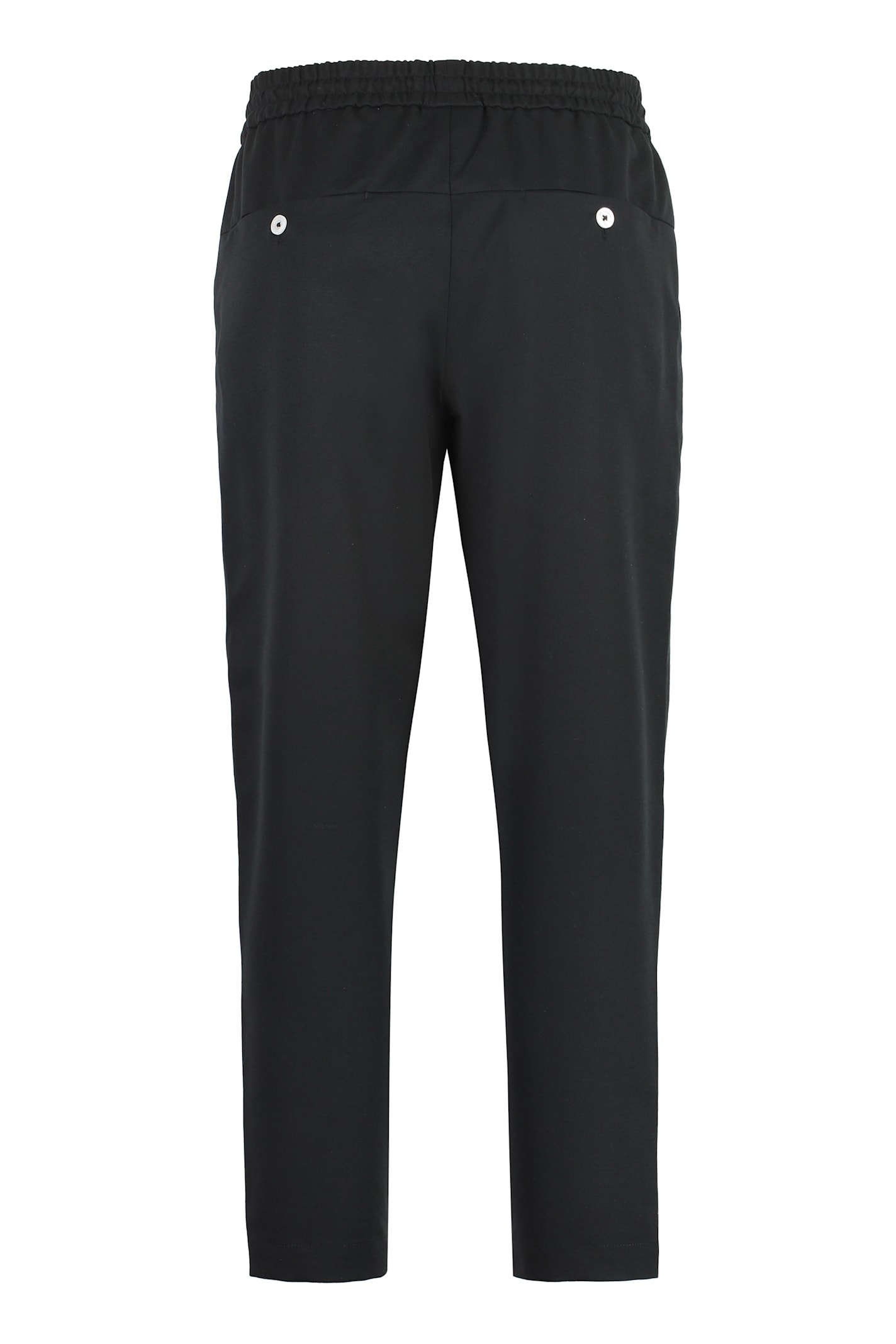 Drôle De Monsieur Cropped Trousers Elastic Waistband Pockets In Black