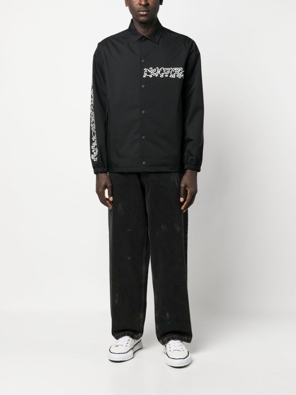 Junya Watanabe Keith Haring Print Nylon Jacket In Black