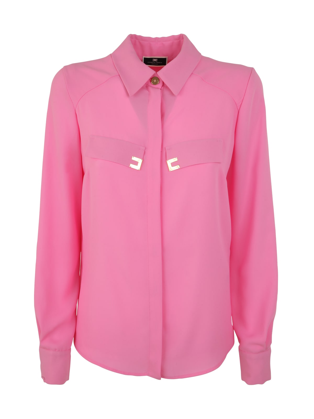 Elisabetta Franchi Blouse With Pocket And Gold Logo In Bubble