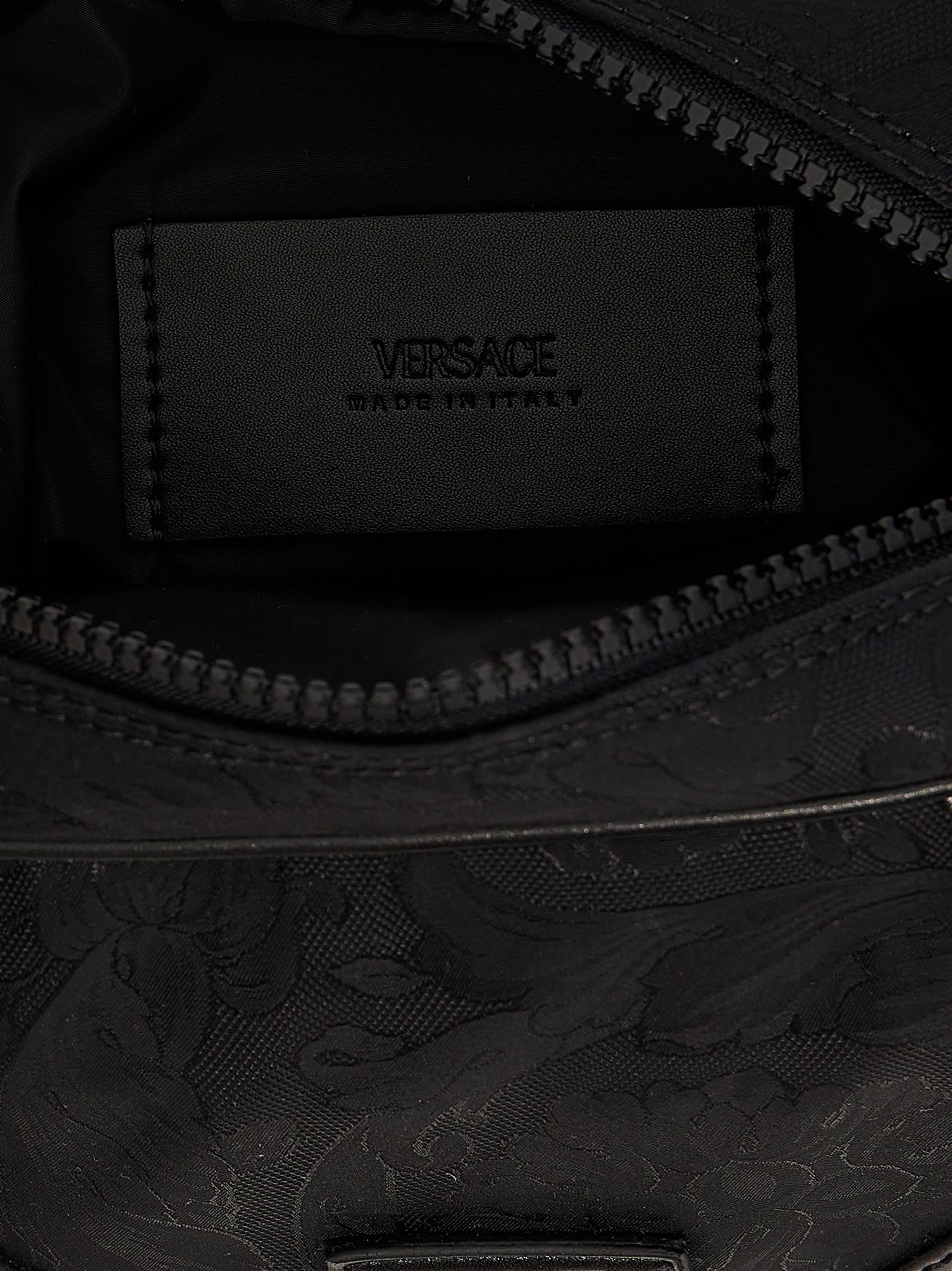 Shop Versace Jacquard Shoulder Strap In Black