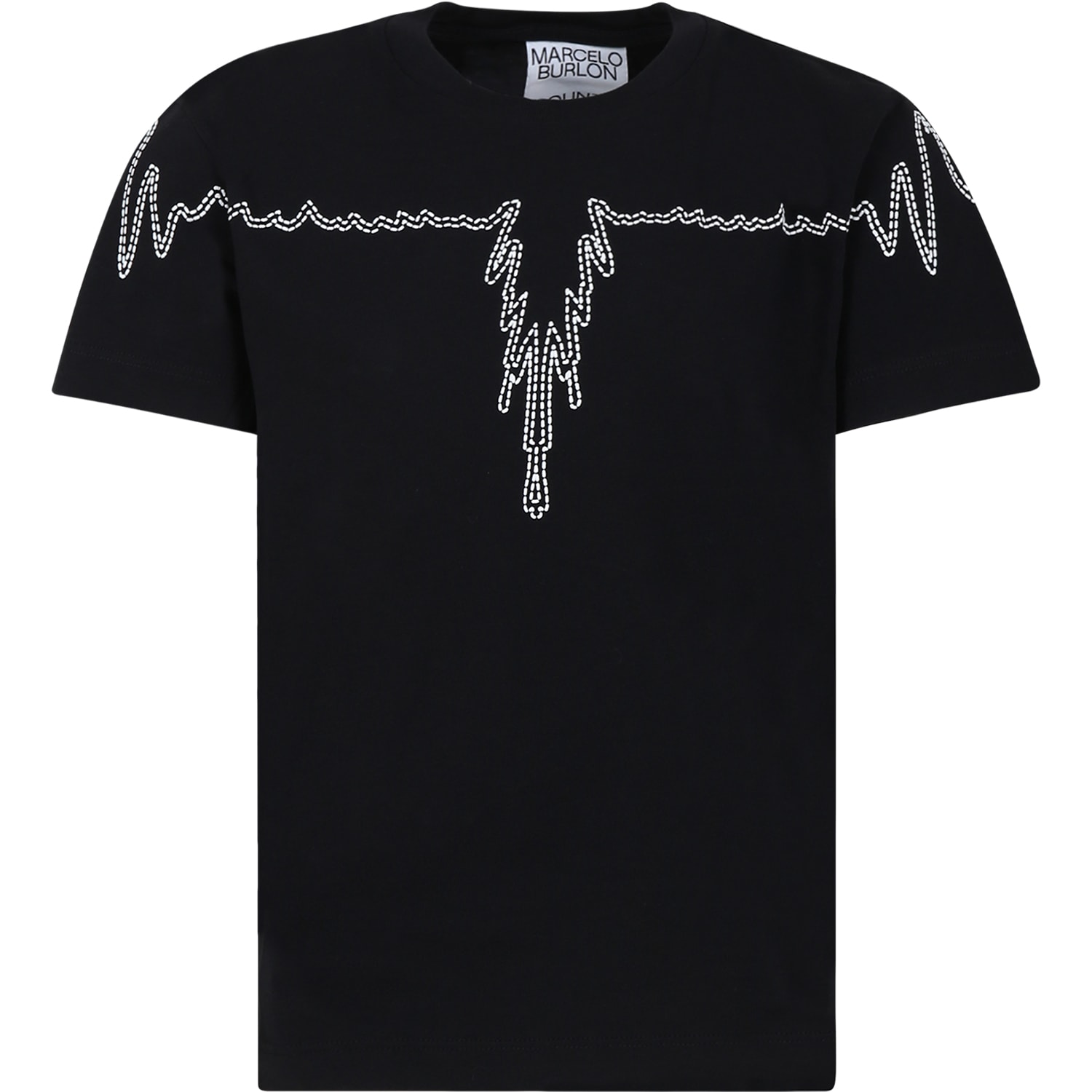 Shop Marcelo Burlon County Of Milan Black T-shirt For Boy With Wings In Black Wh