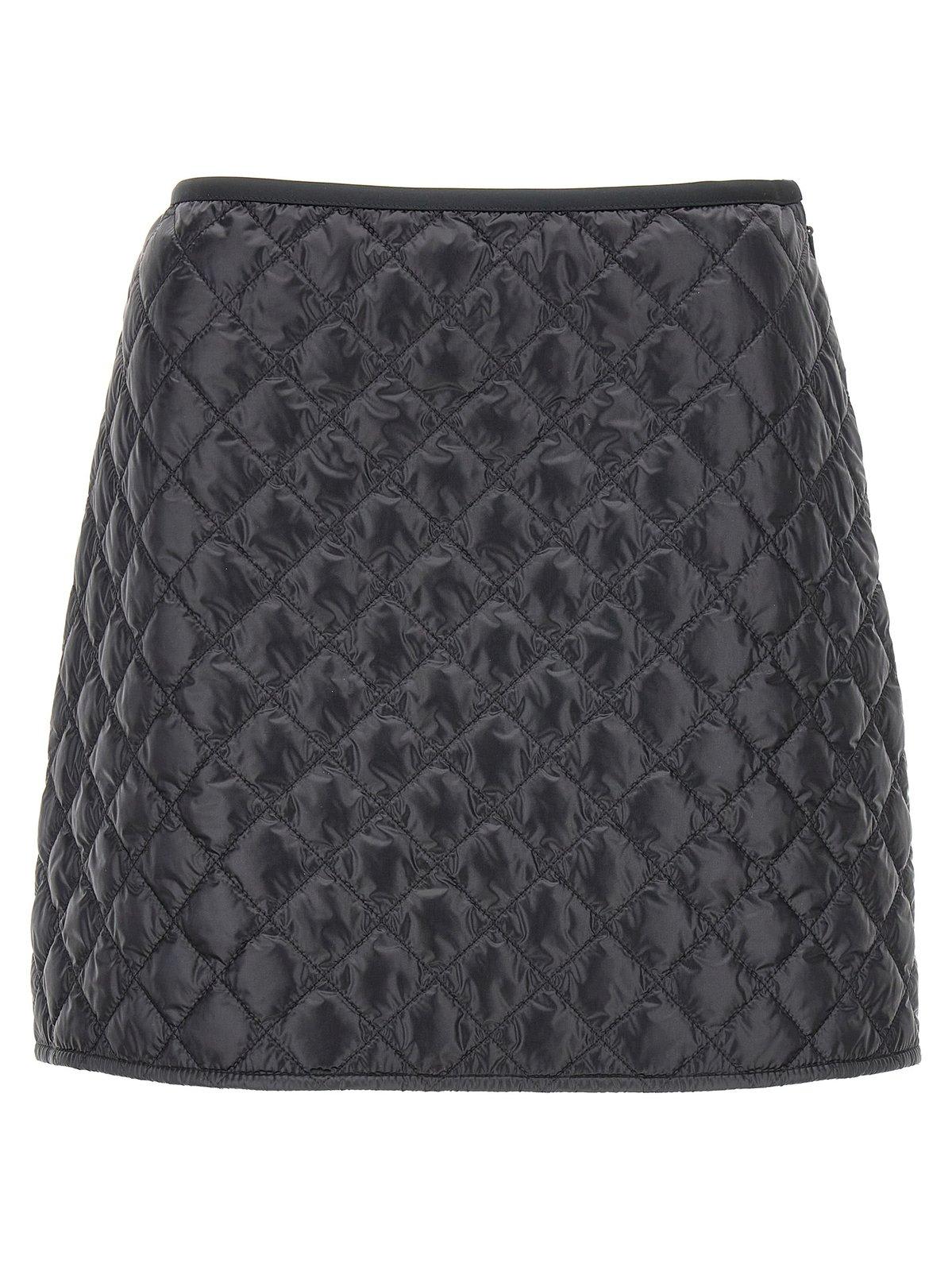 Shop Moncler Logo Patch Quilted Mini Skirt In Black