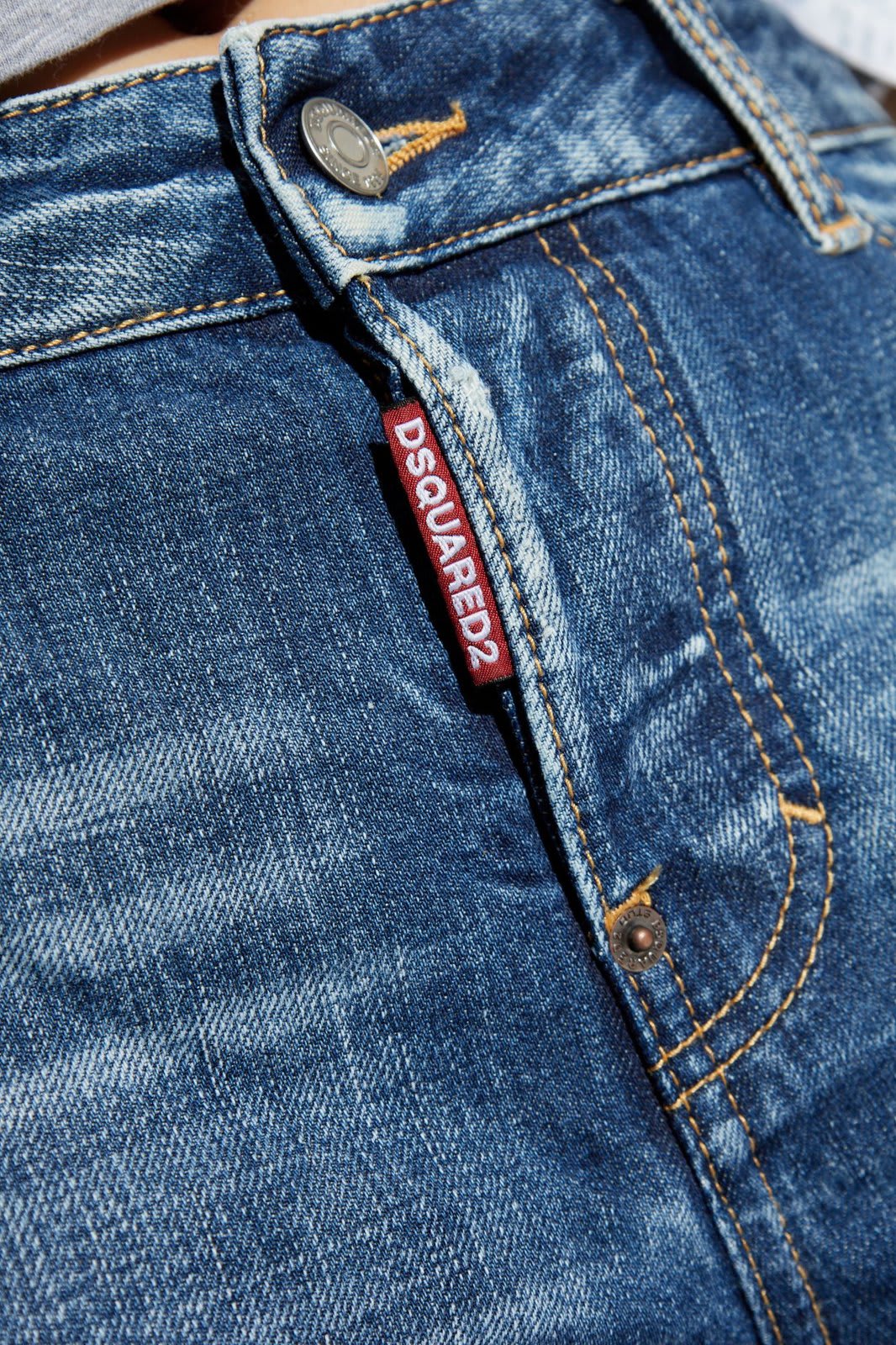 Shop Dsquared2 Distressed Cropped Jeans In Denim