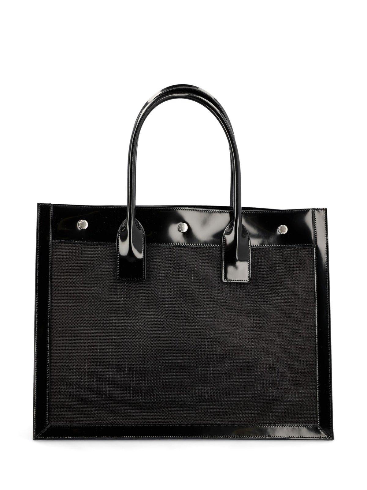 Shop Saint Laurent Rive Gauche Small Tote Bag In Black