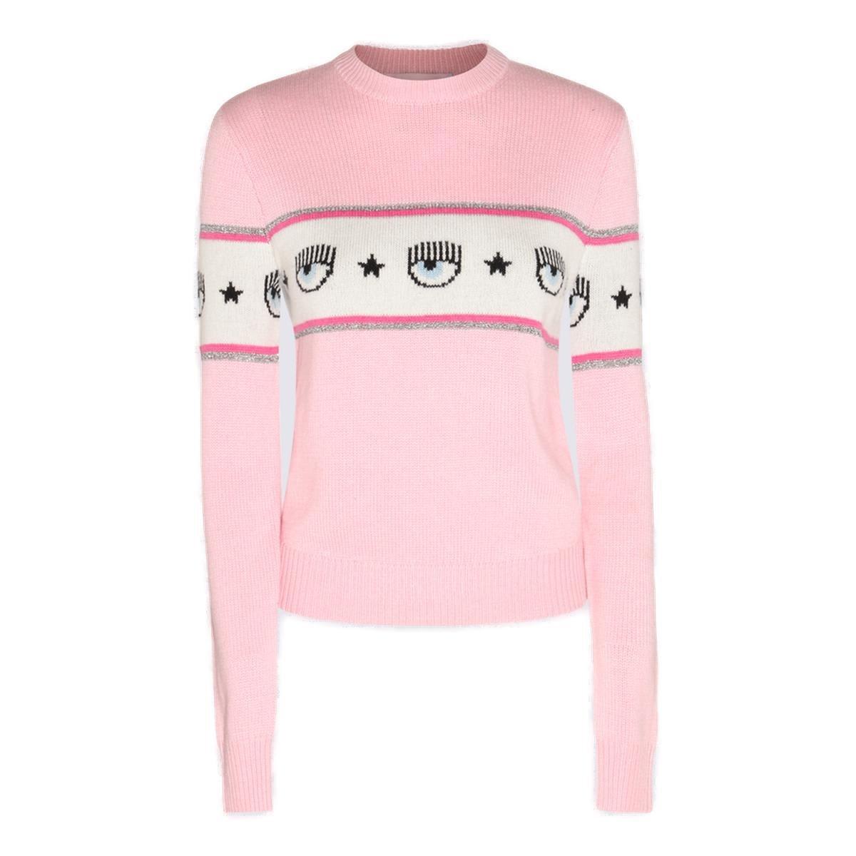 CHIARA FERRAGNI EYELIKE-MOTIF CREWNECK KNITTED JUMPER