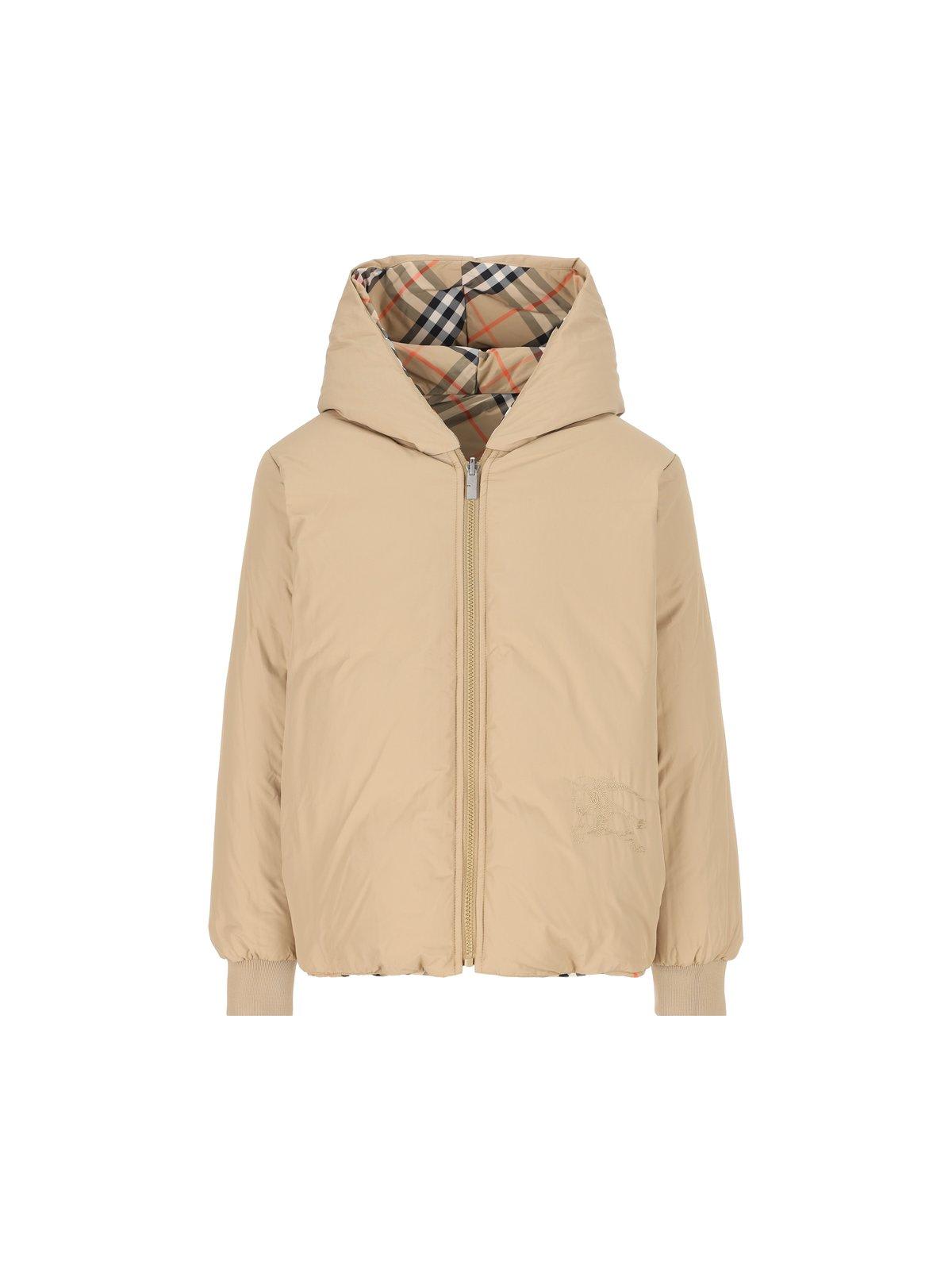 BURBERRY CHECKED HOODED REVERSIBLE JACKET