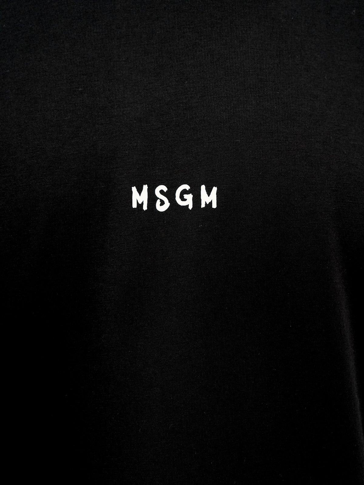 Shop Msgm Logo Printed Crewneck T-shirt In Nero