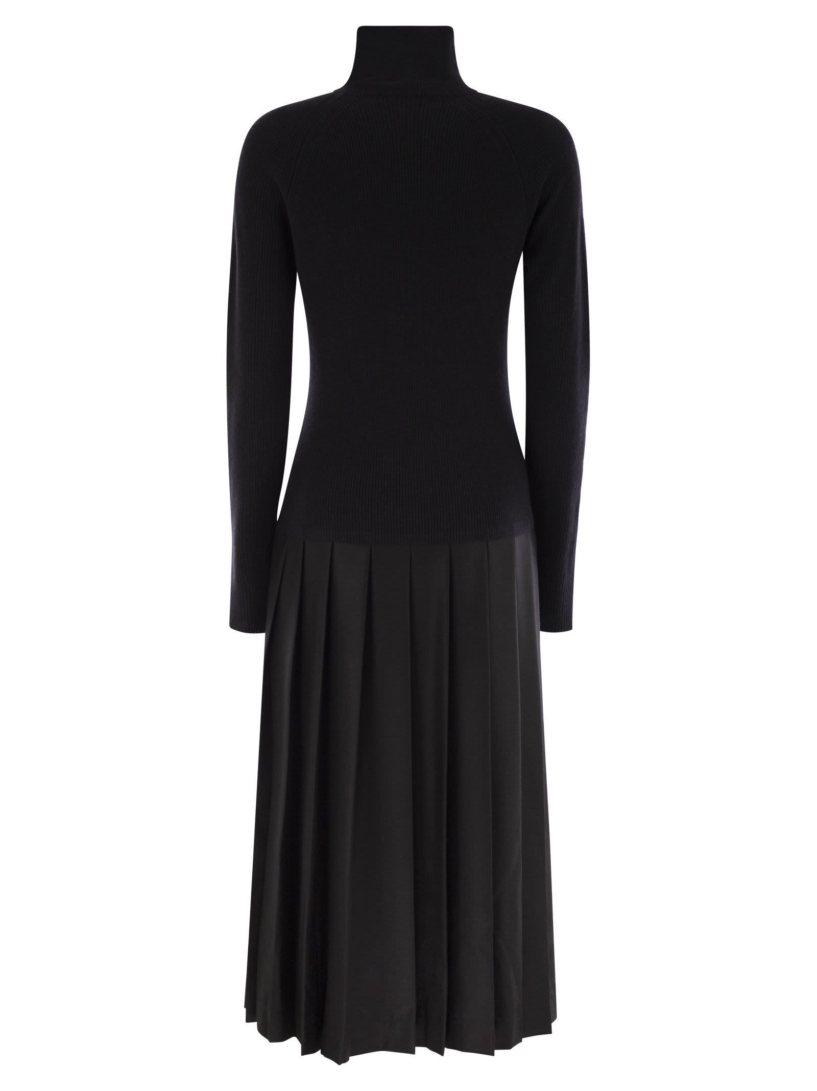 Shop Fabiana Filippi Platinum Dress With Flannel Skirt In Black