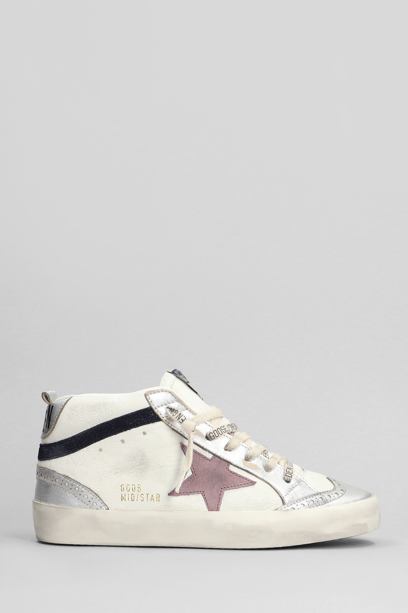 Shop Golden Goose Mid Star Sneakers In White Leather