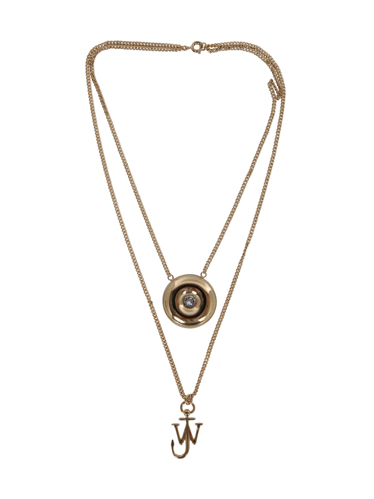 Shop Jw Anderson Bumper-moon Crystal Necklace In Gold