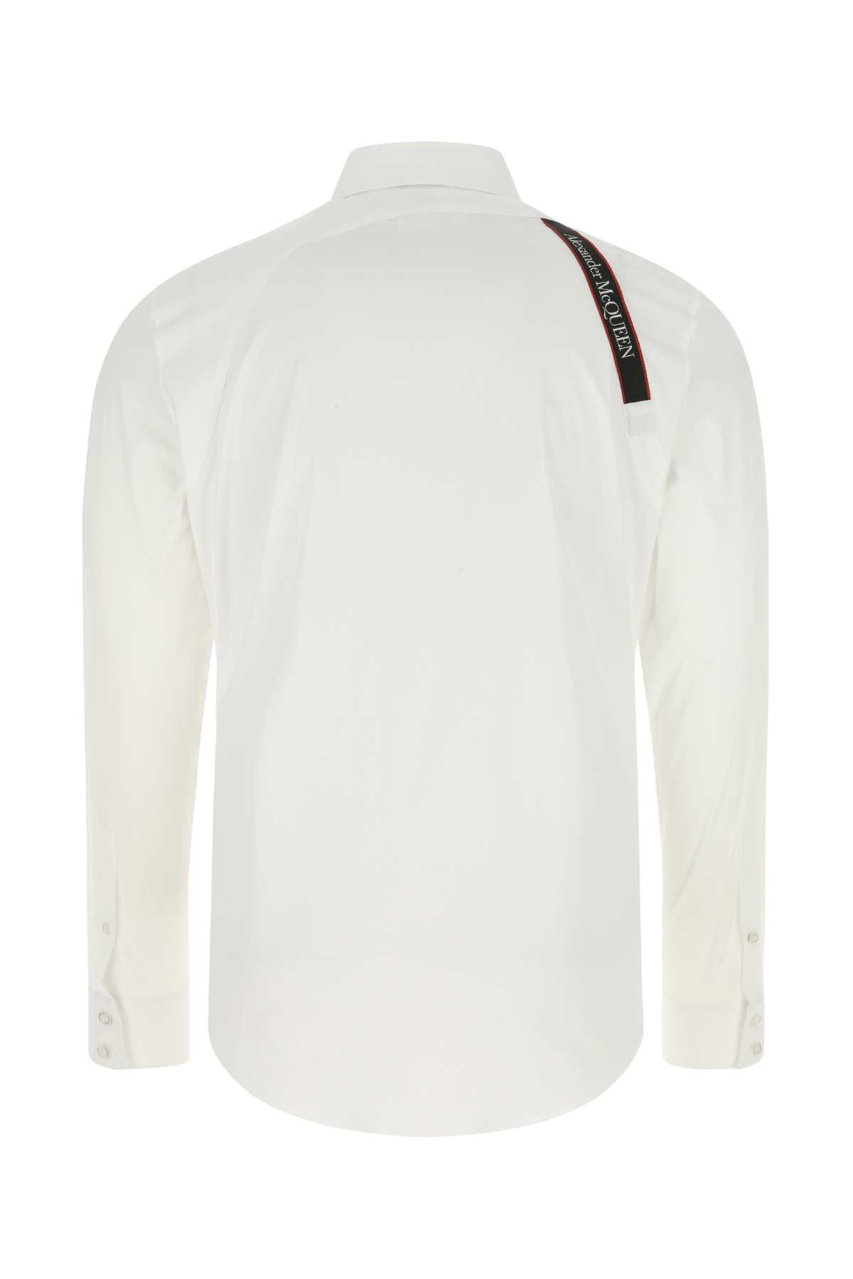 Shop Alexander Mcqueen White Stretch Poplin Shirt In 9000