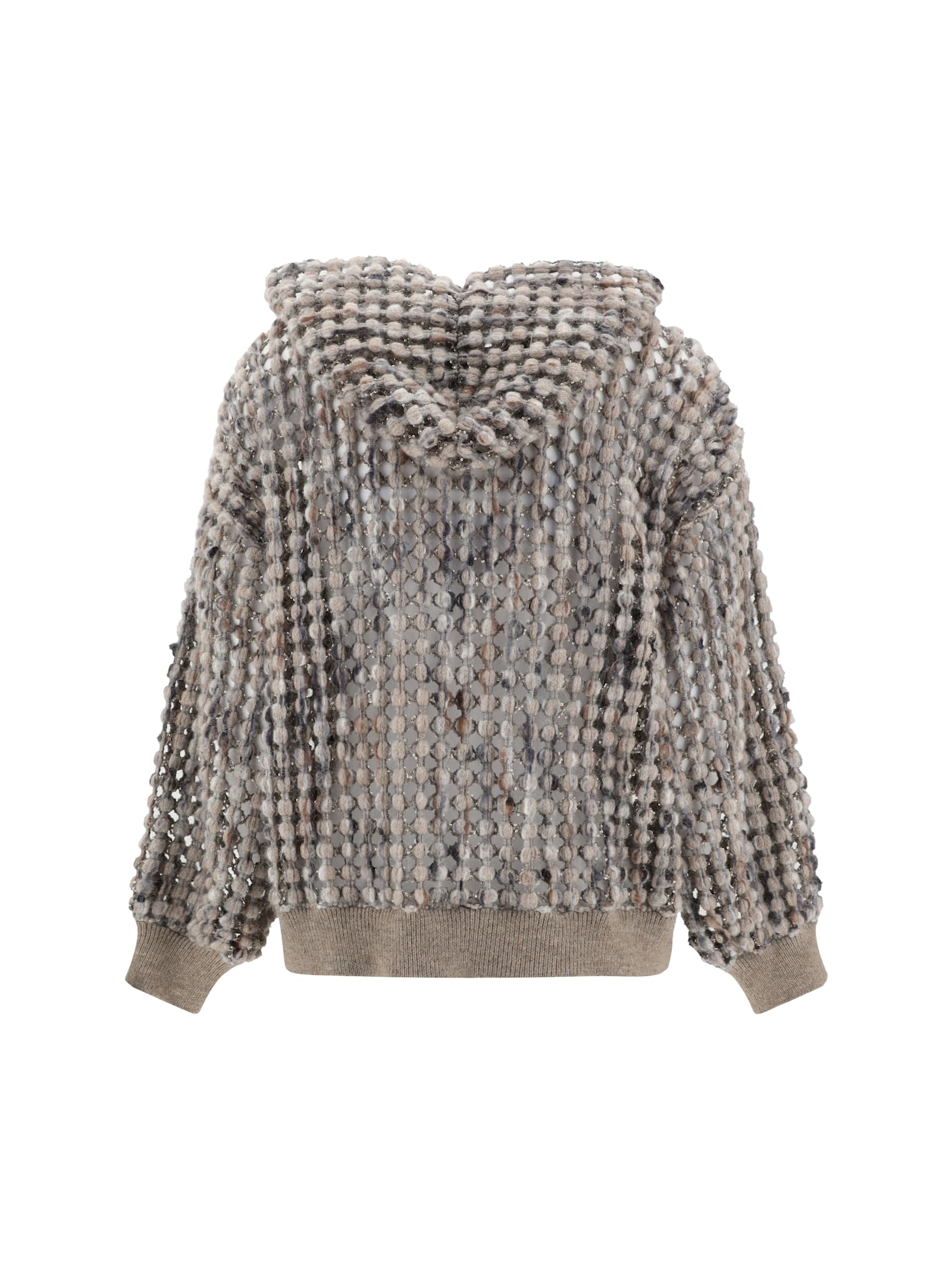 Brunello Cucinelli Perfored Wool Cardigan In Gray