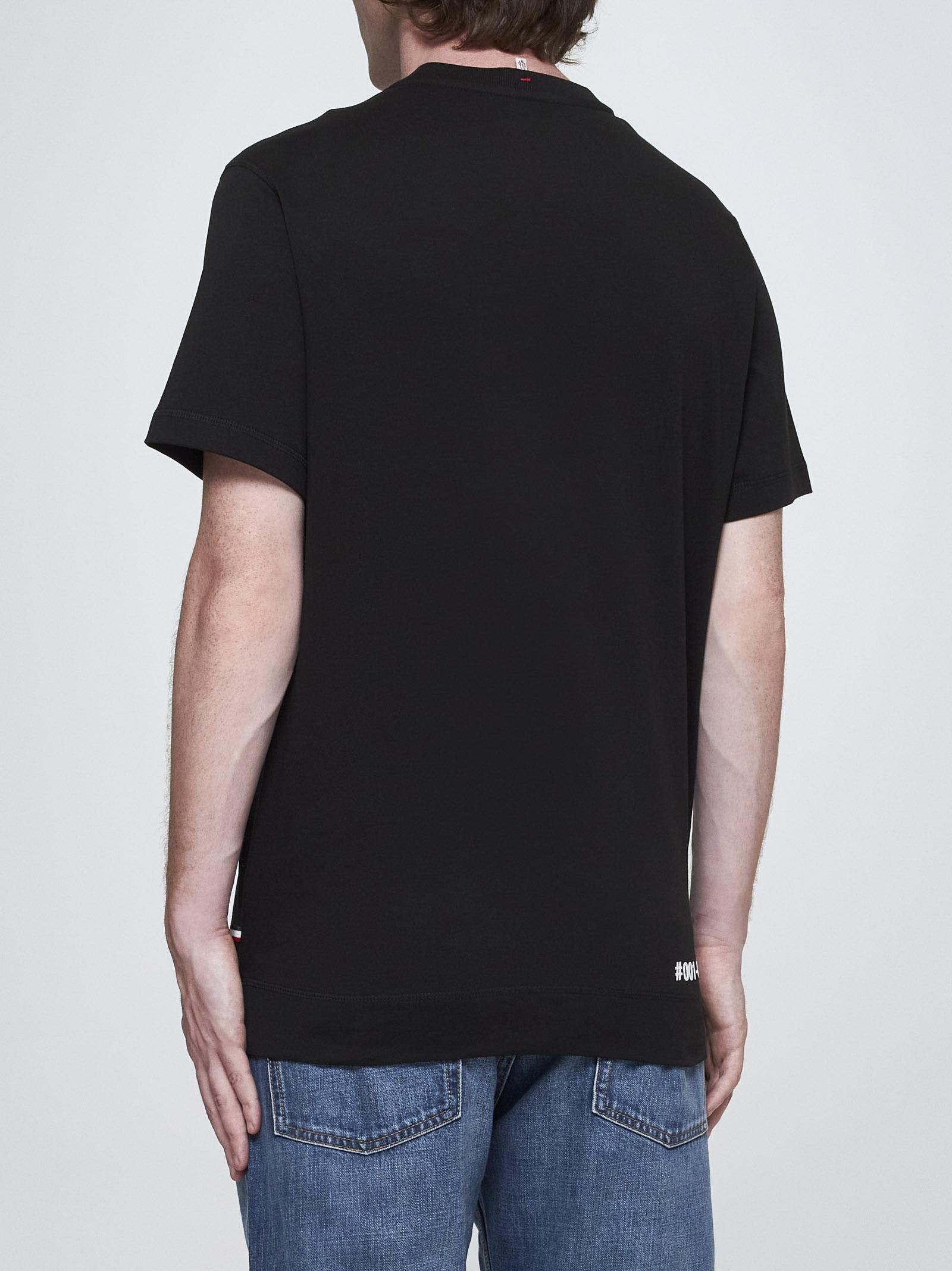 Shop Moncler Logo Cotton T-shirt In Black