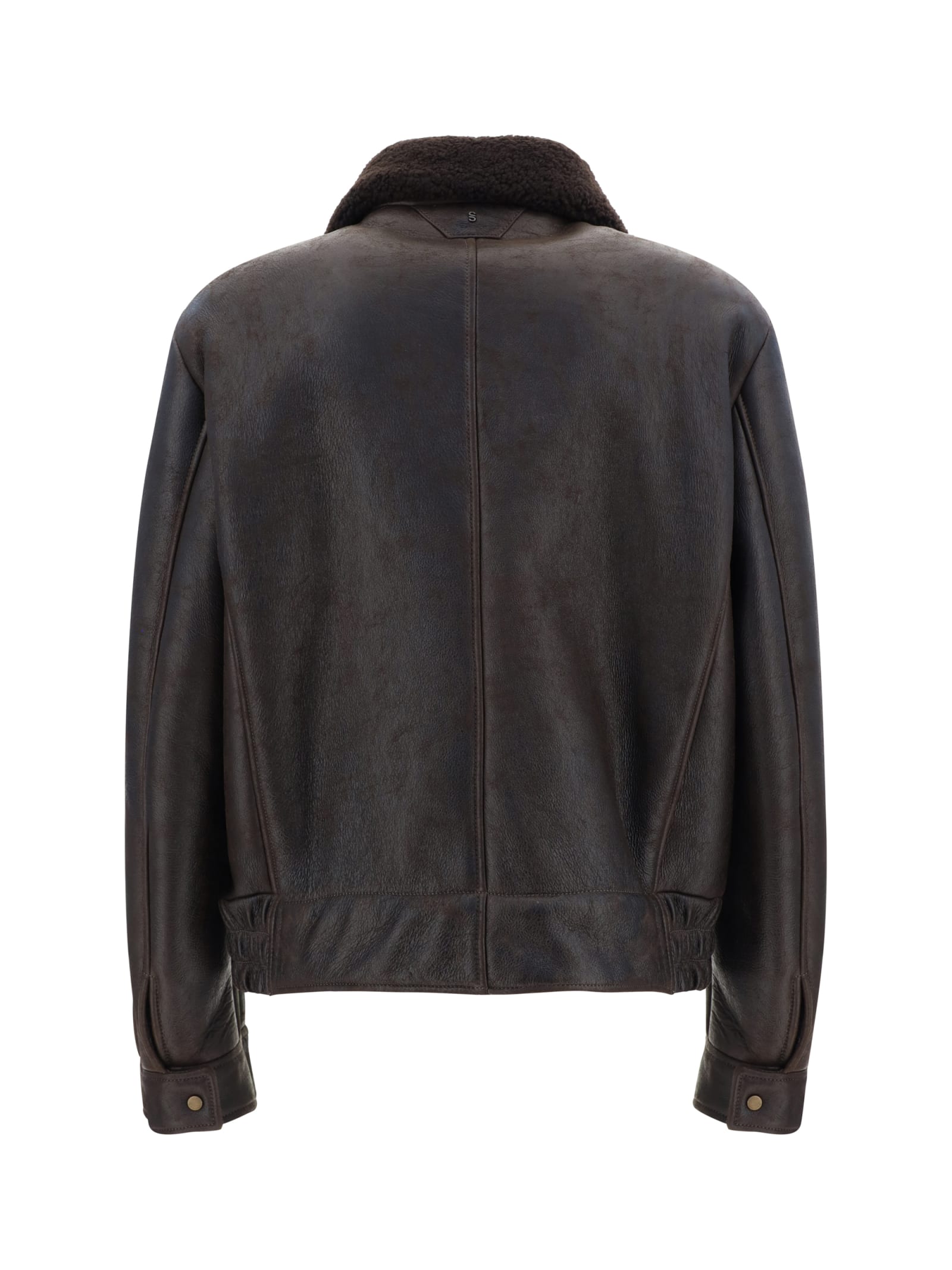 Shop Salvatore Santoro Leather Jacket In Dark Brown