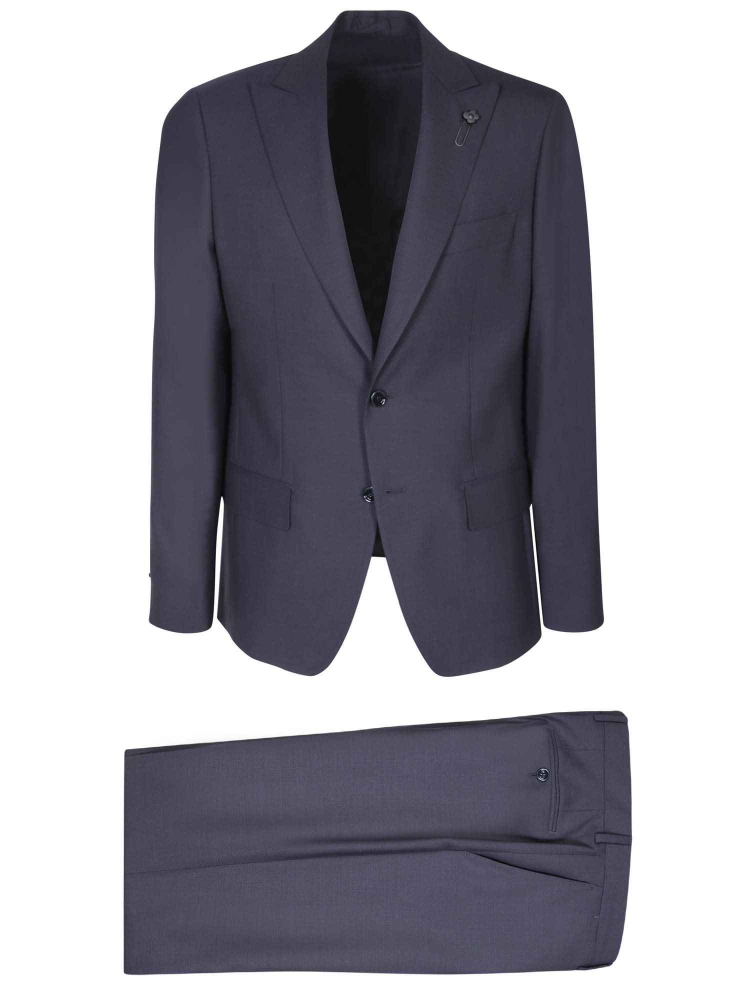 Shop Lardini Stretch Fabric Blue Suit