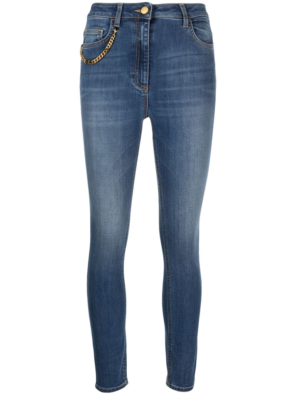 Shop Elisabetta Franchi Striaght Leg Jeans In Denim Blue