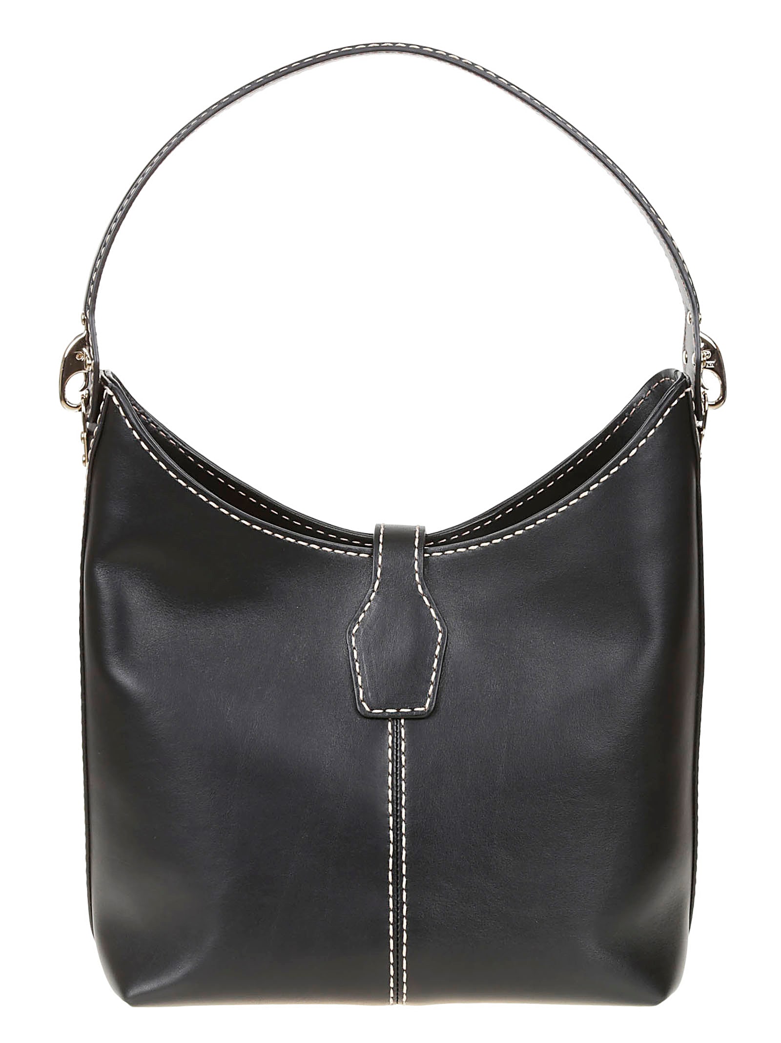 Shop Fay Exposed Stitch Logo Detail Shoulder Bag In Nero