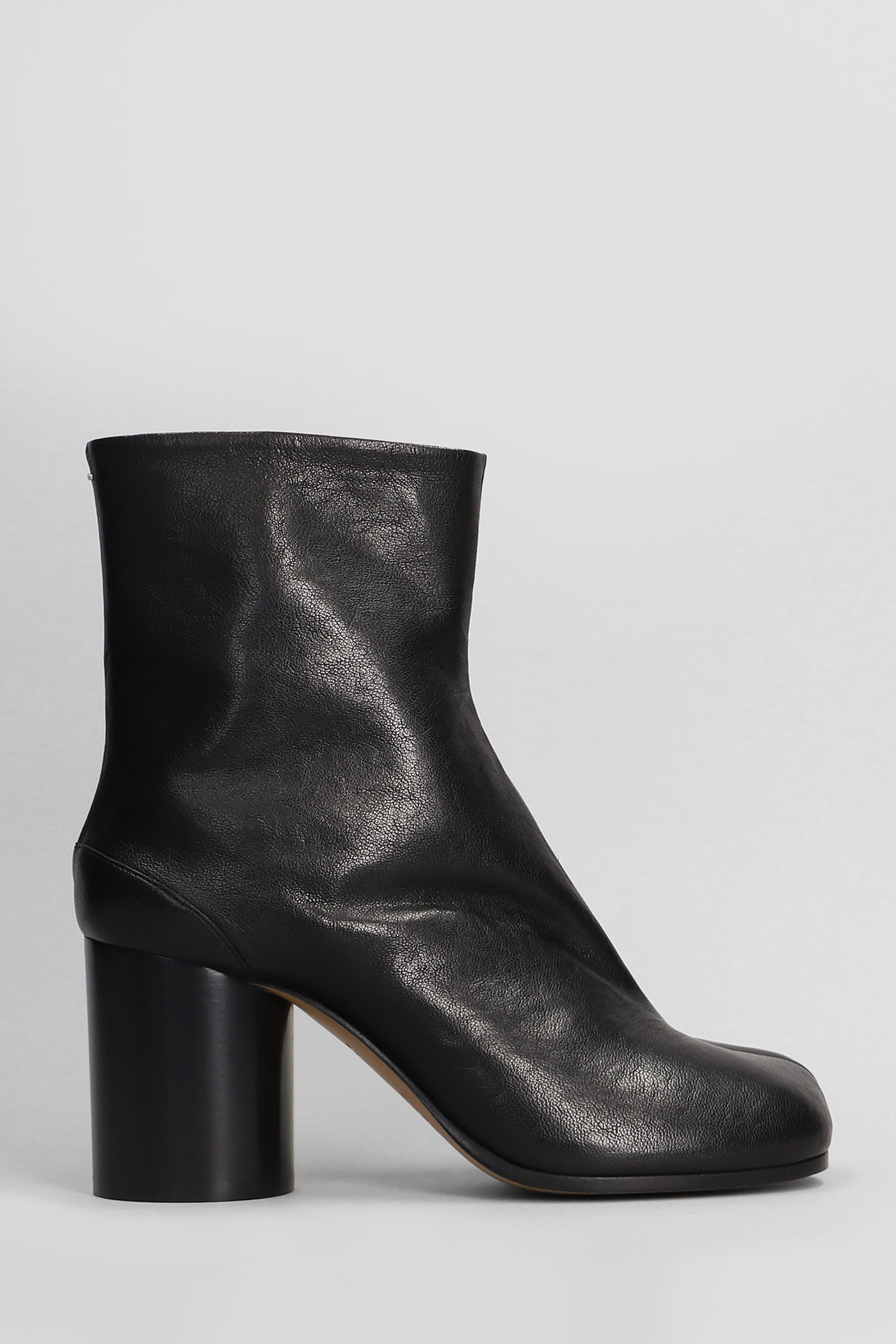 Tabi High Heels Ankle Boots In Black Leather