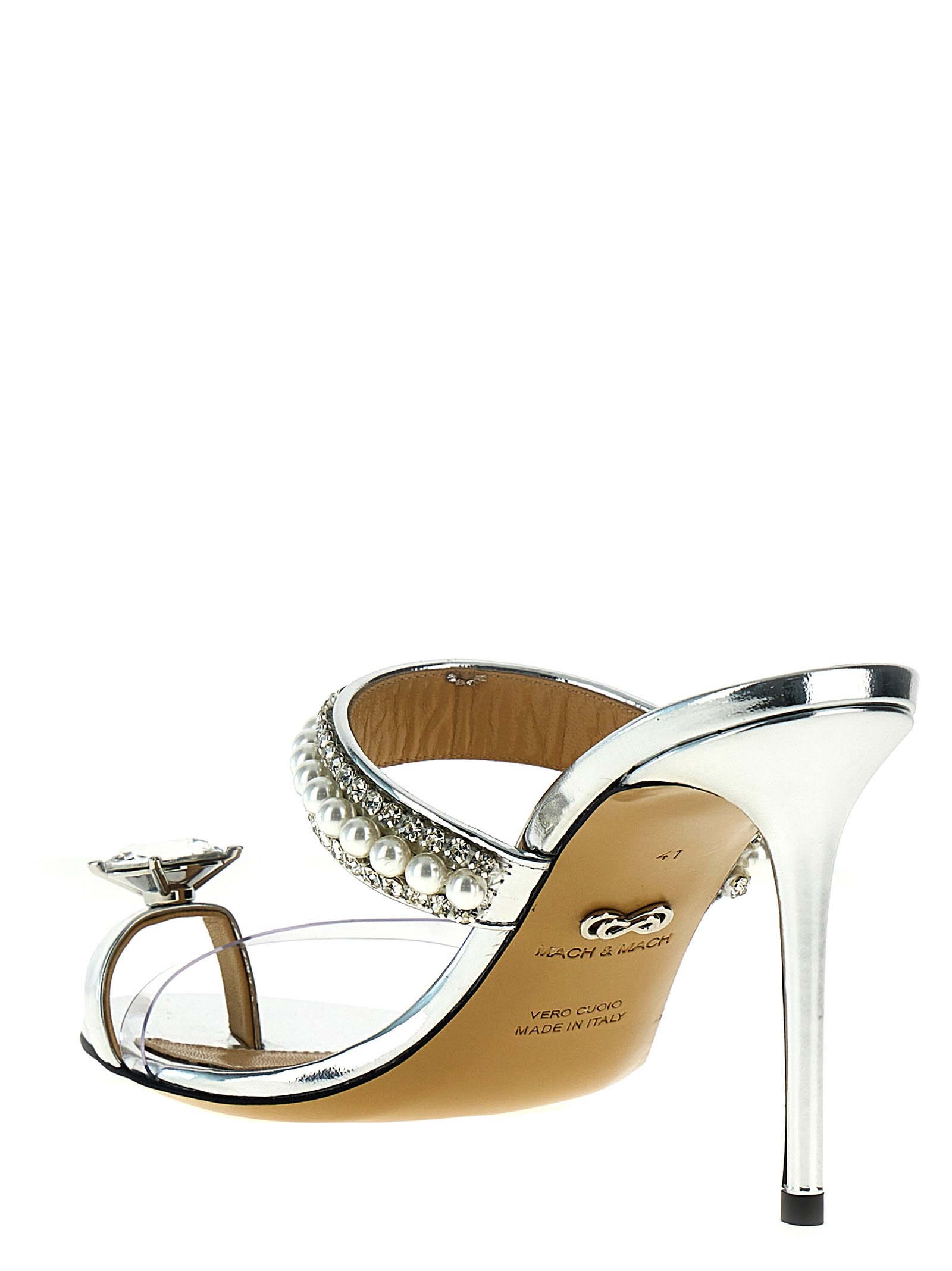 Shop Mach &amp; Mach Diamond Of Elizabeth Sandals In Silver