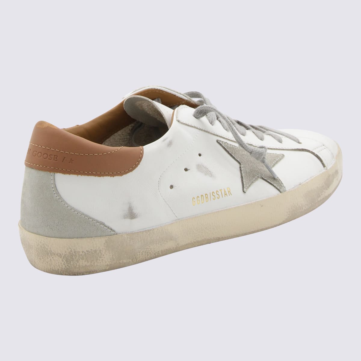Shop Golden Goose White And Brown Leather Superstar Sneakers