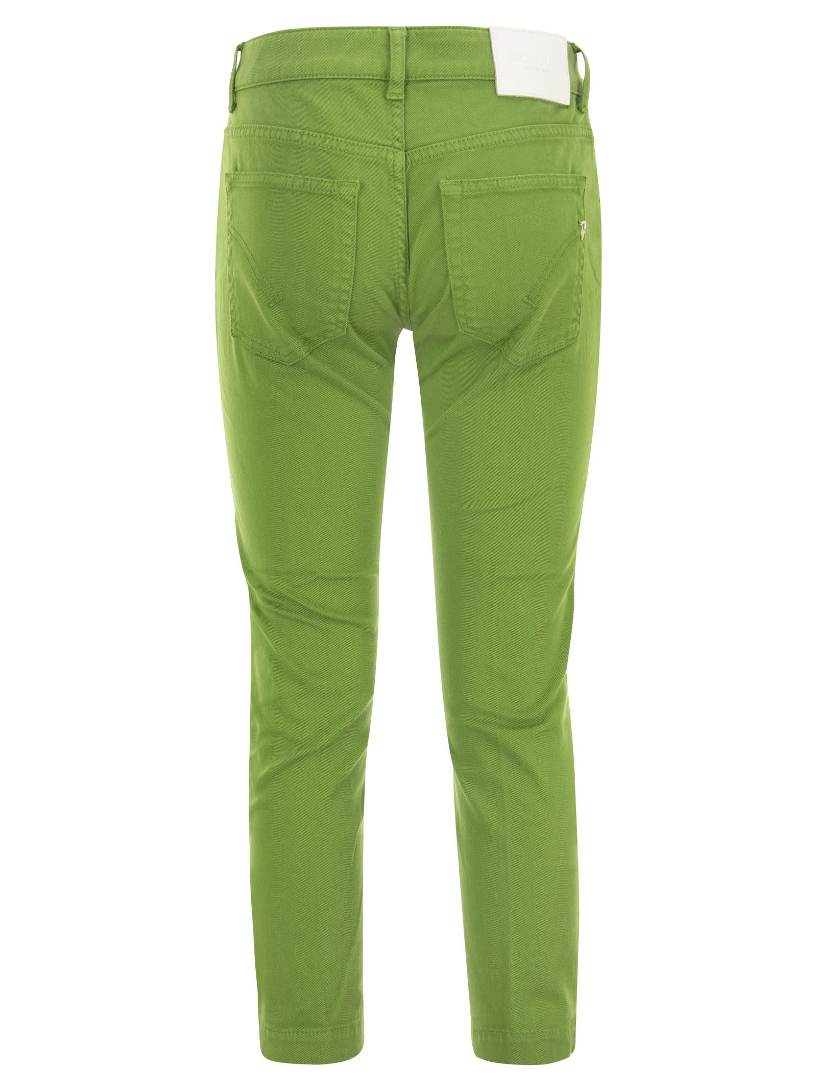Shop Dondup Rose Cropped Stretch Cotton Trousers In Green