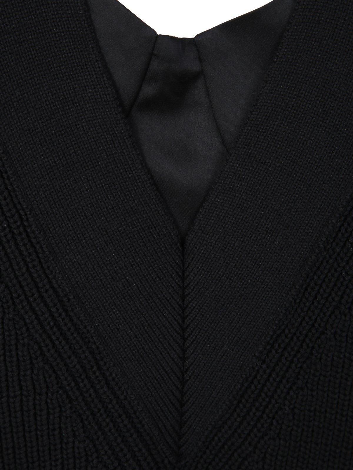 Shop Sacai V-neck Sheer Detailed Dress In Black