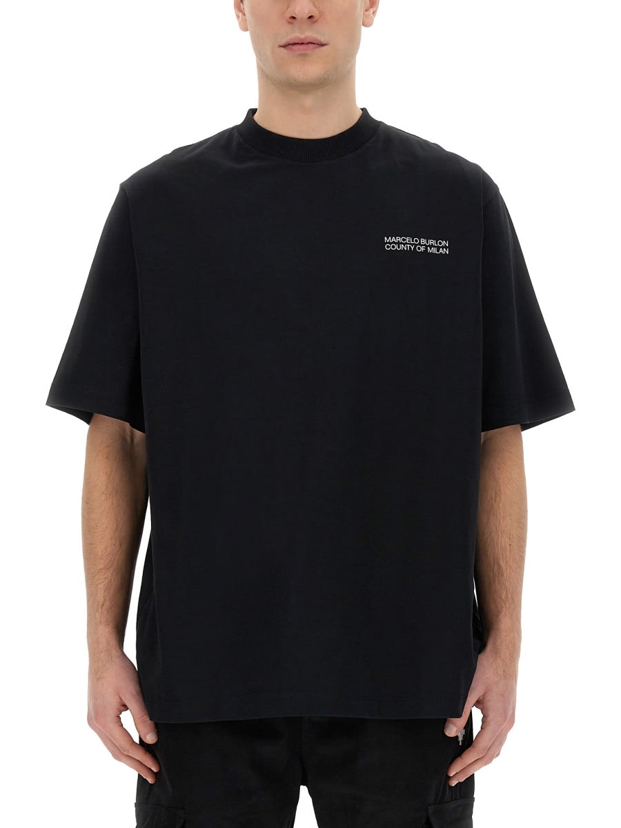 Shop Marcelo Burlon County Of Milan T-shirt With Logo In Black