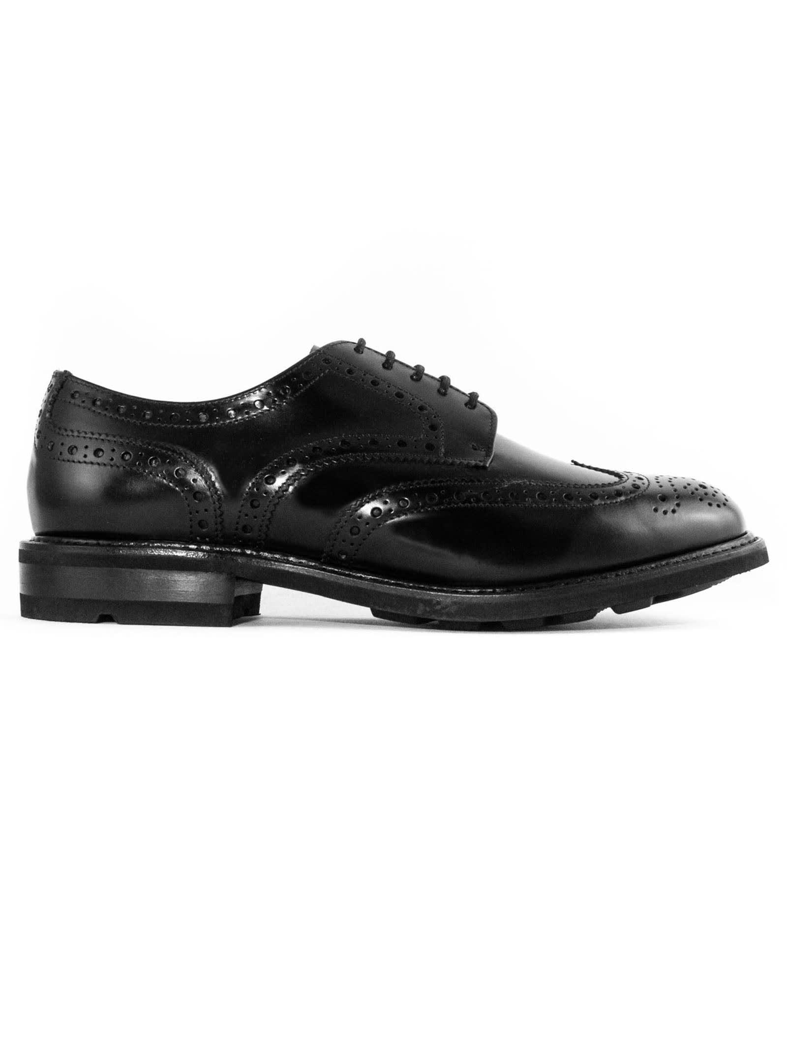 1707 Black Shiny Leather Derby Shoes