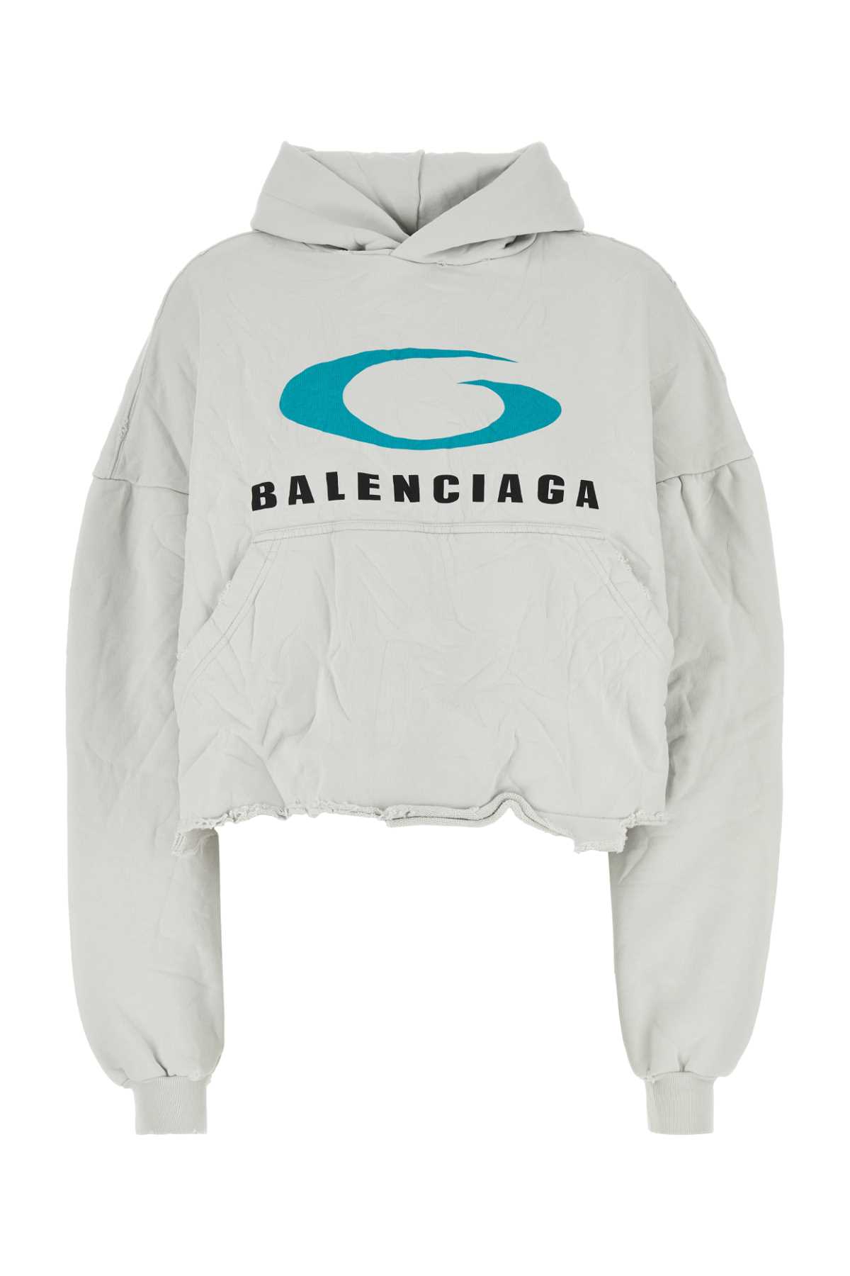 Shop Balenciaga Chalk Cotton Sweatshirt In Dirtywhiteblue